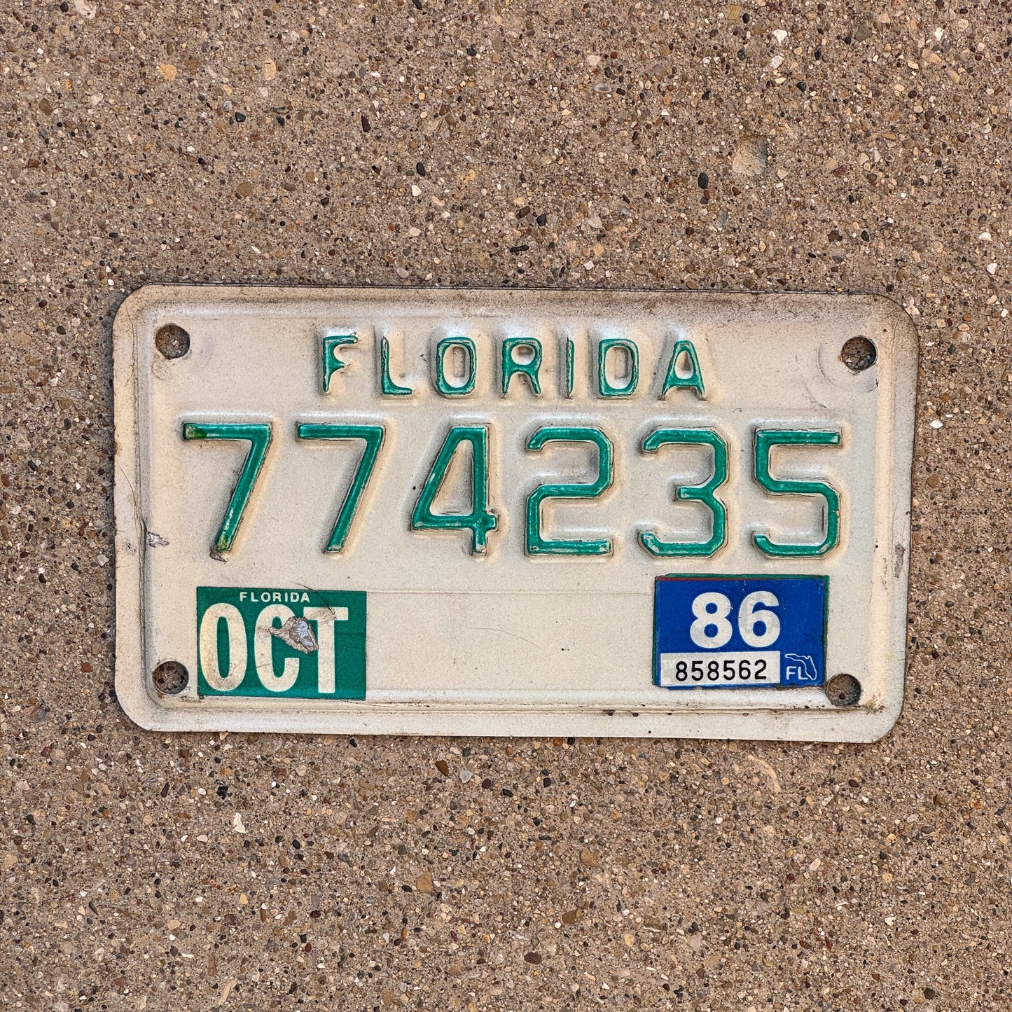 Photo of a 1979 1986 Florida Motorcycle License Plate Auto Tag Garage Decor Vintage 774235