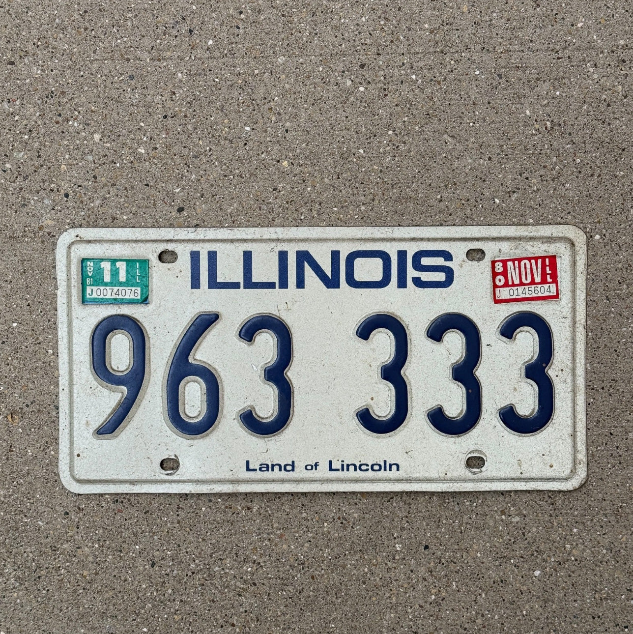 Photo of a 1979 Illinois License Plate Auto Tag 2 Garage Decor Repeat Repeating 963 333
