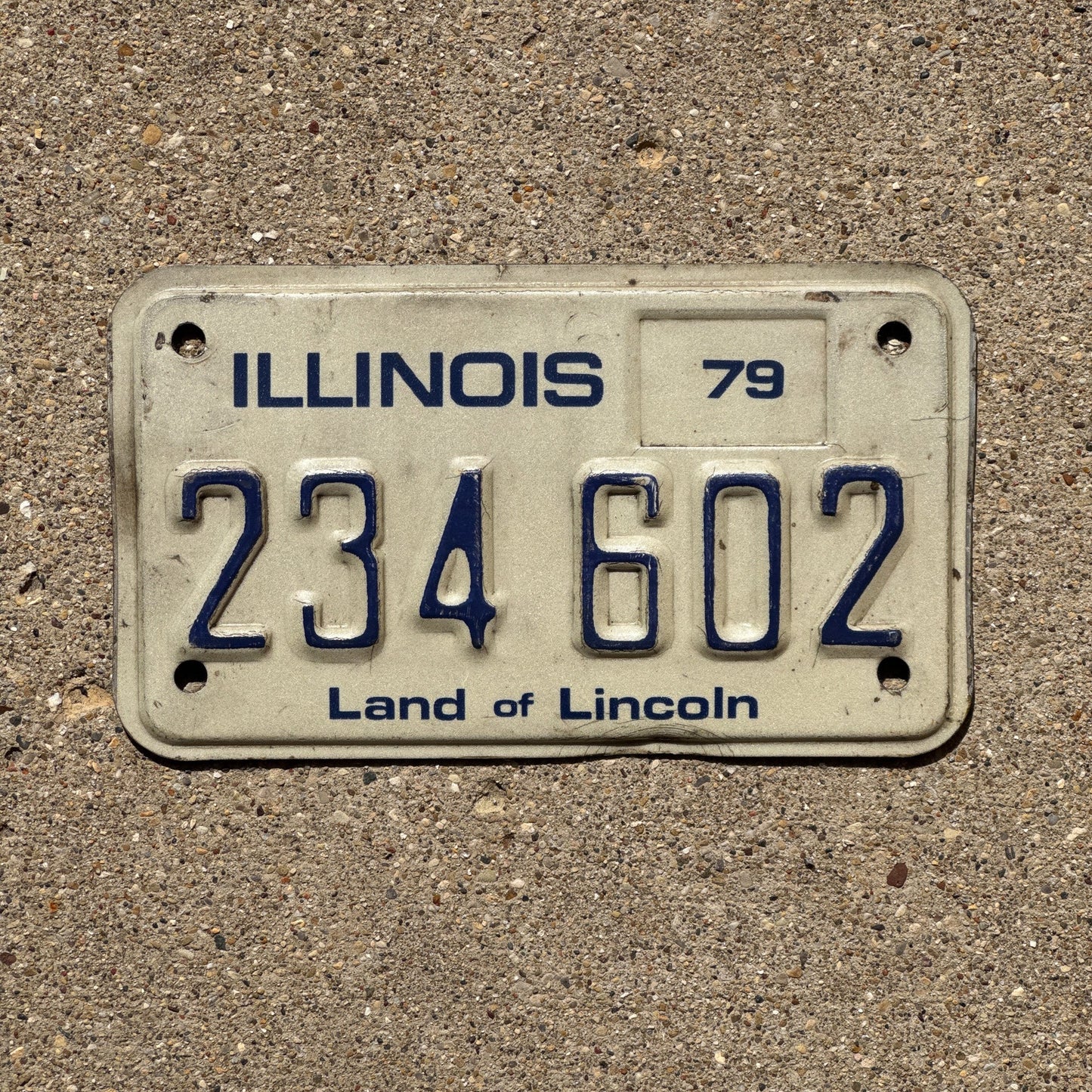 Photo of a 1979 Illinois MOTORYCLE License Plate Auto Tag Garage Decor Vintage 234 602