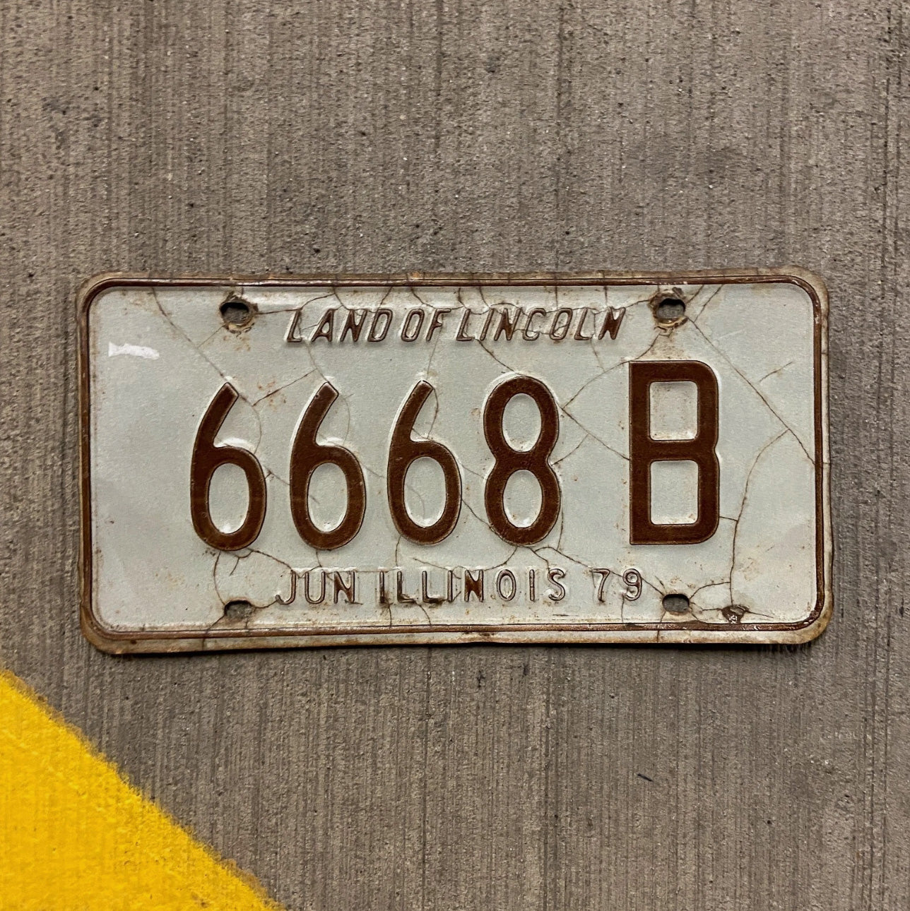 Photo of a 1979 Illinois Truck License Plate Auto Tag Garage Decor Vintage Devil Evil 666 Repeat 6668 B