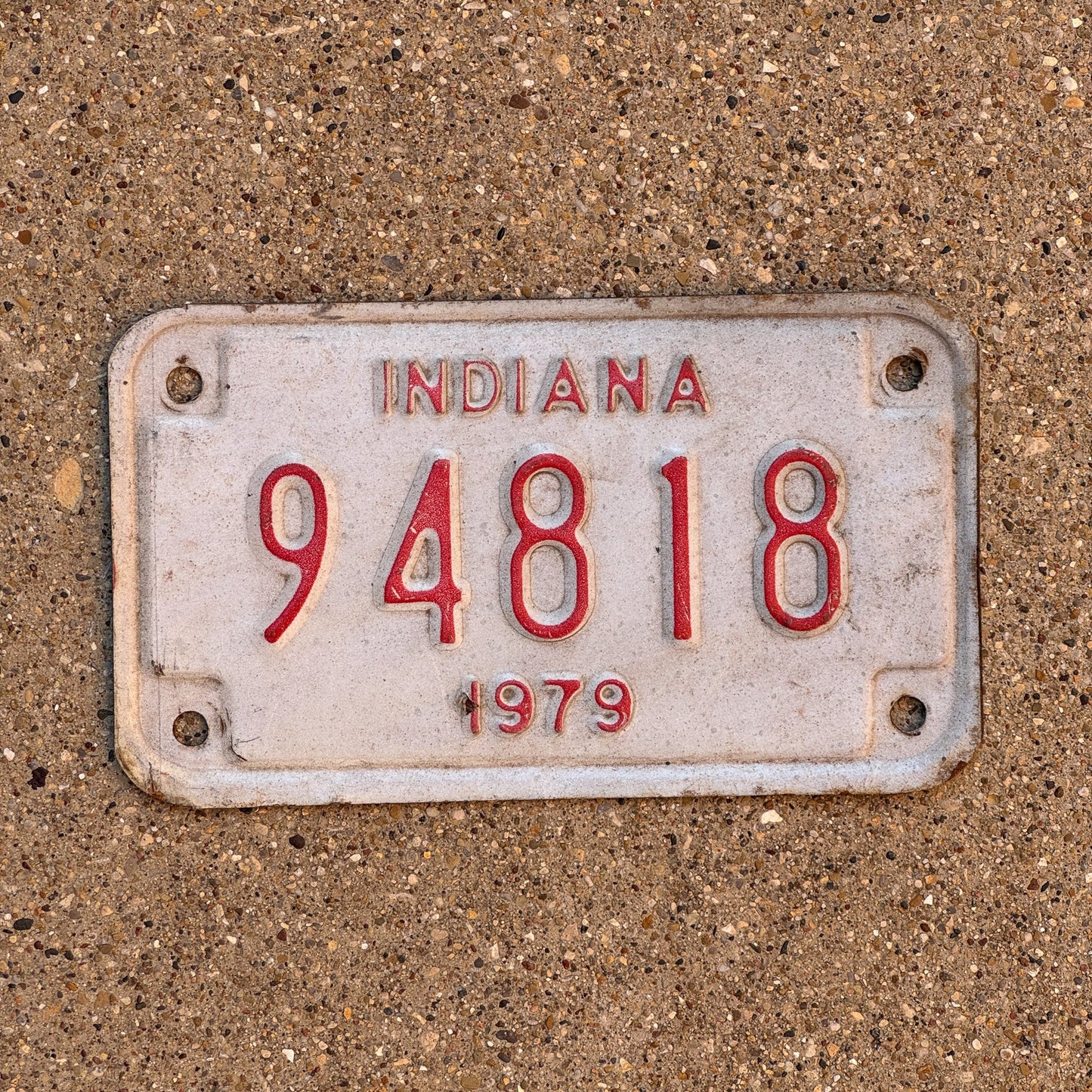 Photo of a 1979 Indiana Motorcycle License Plate Auto Tag Garage Decor Vintage 94818