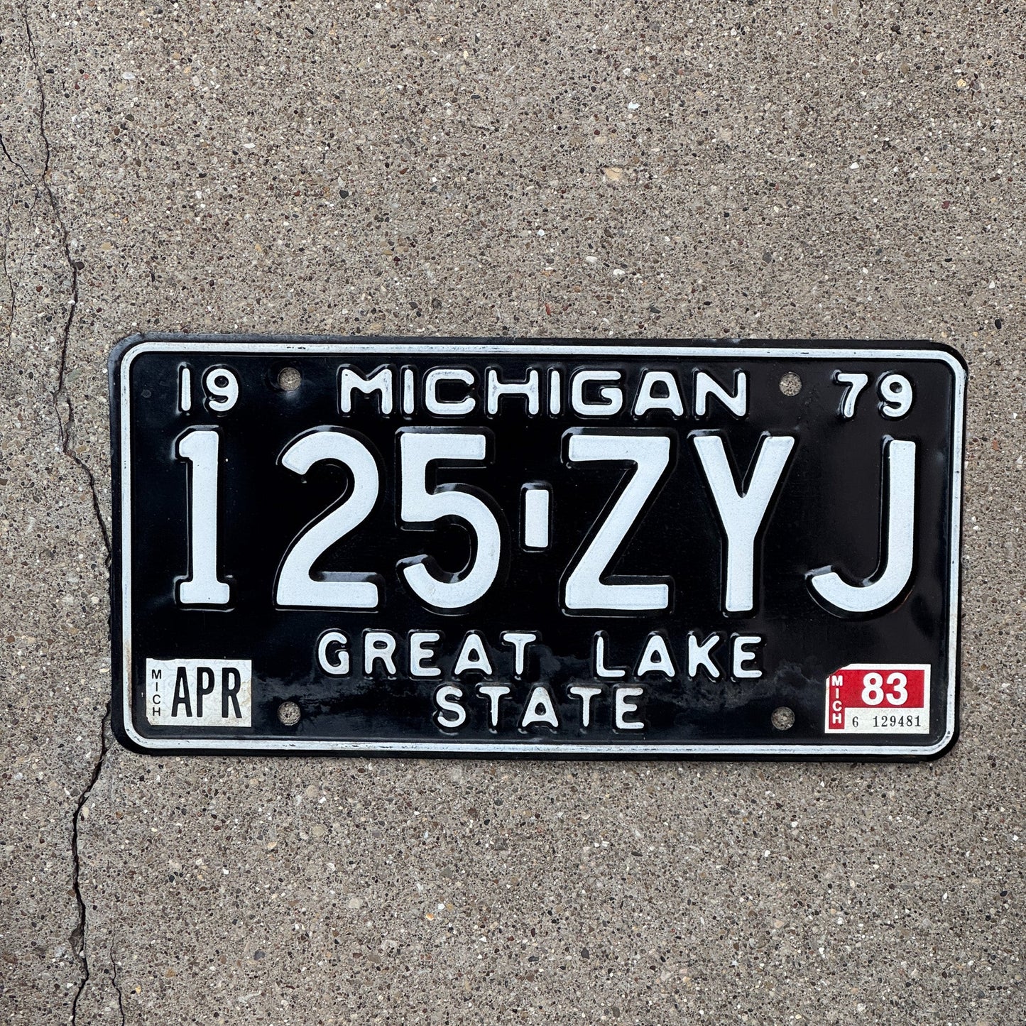 Photo of a 1979 Michigan License Plate Auto Tag Garage Decor Vintage Black White 125 ZYJ