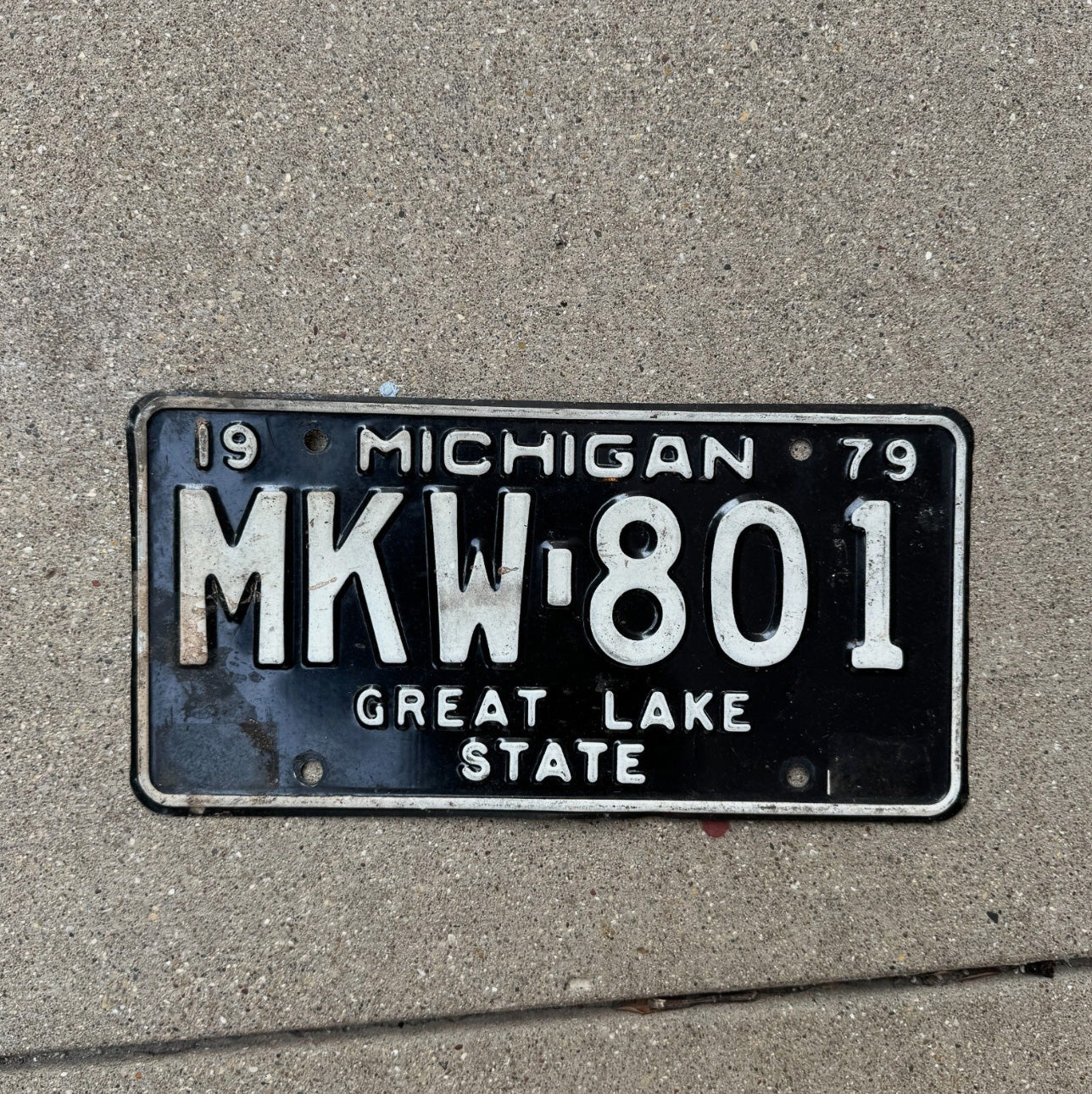 Photo of a 1979 Michigan License Plate Auto Tag Garage Decor Vintage Great Lake State MKW 801