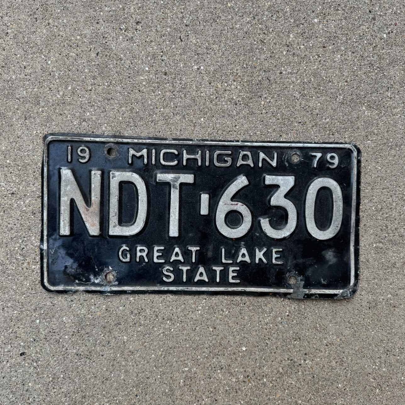 Photo of a 1979 Michigan License Plate Auto Tag Garage Decor Vintage Great Lake State NDT 630