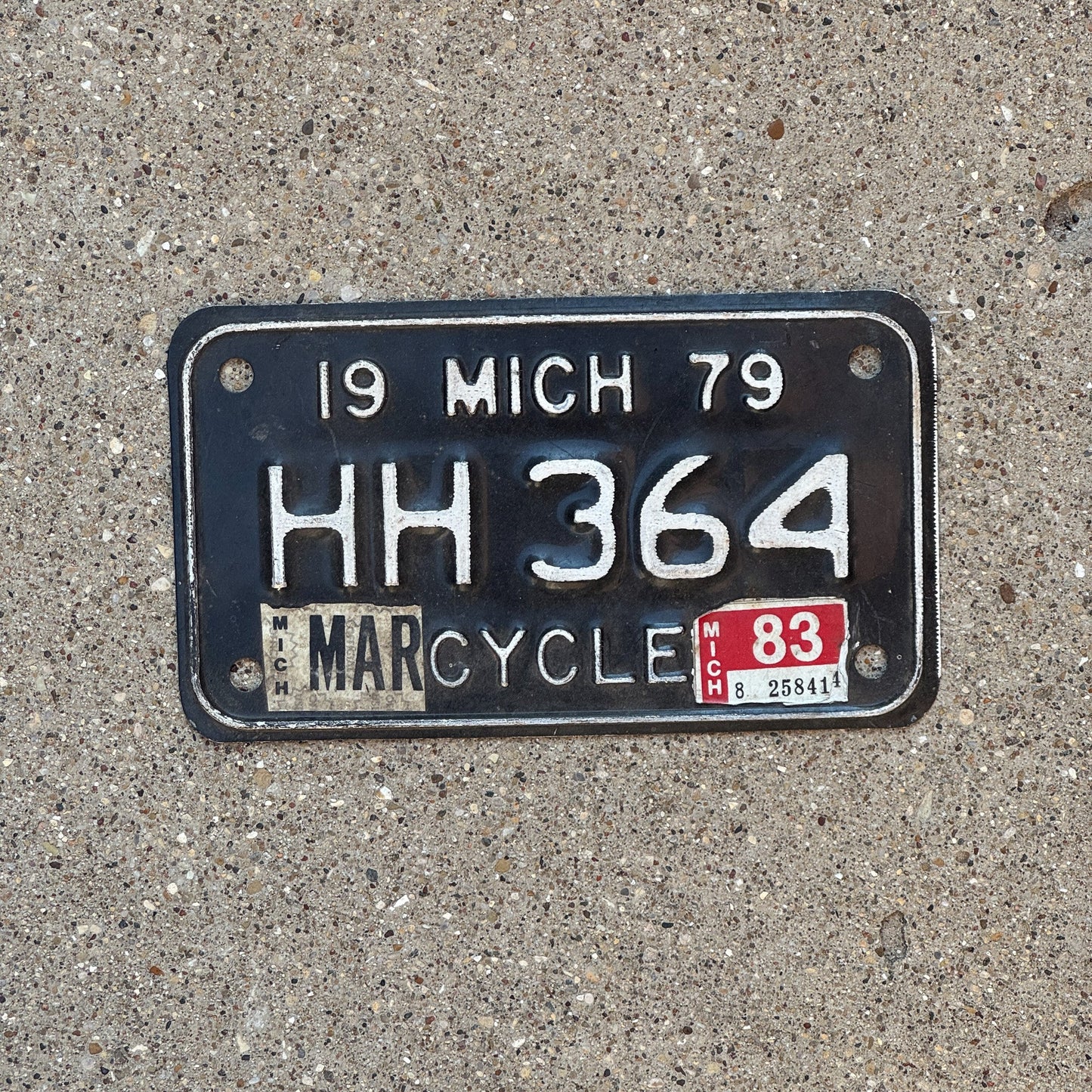 Photo of a 1979 Michigan Motorcycle License Plate Auto Tag Garage Decor Vintage HH 364