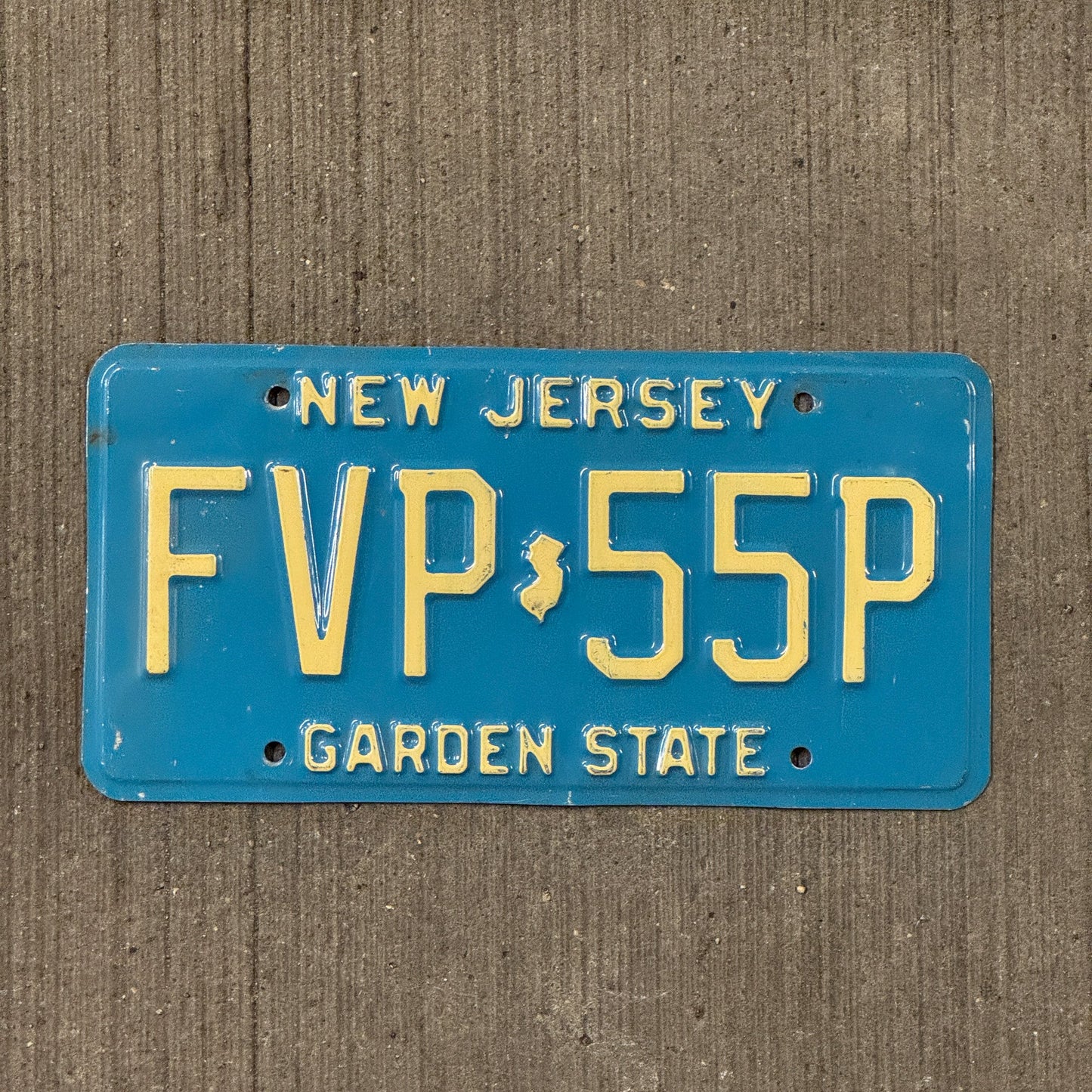 Photo of a 1979 New Jersey License Plate Auto Tag Garage Decor Vintage Blue FVP 55P