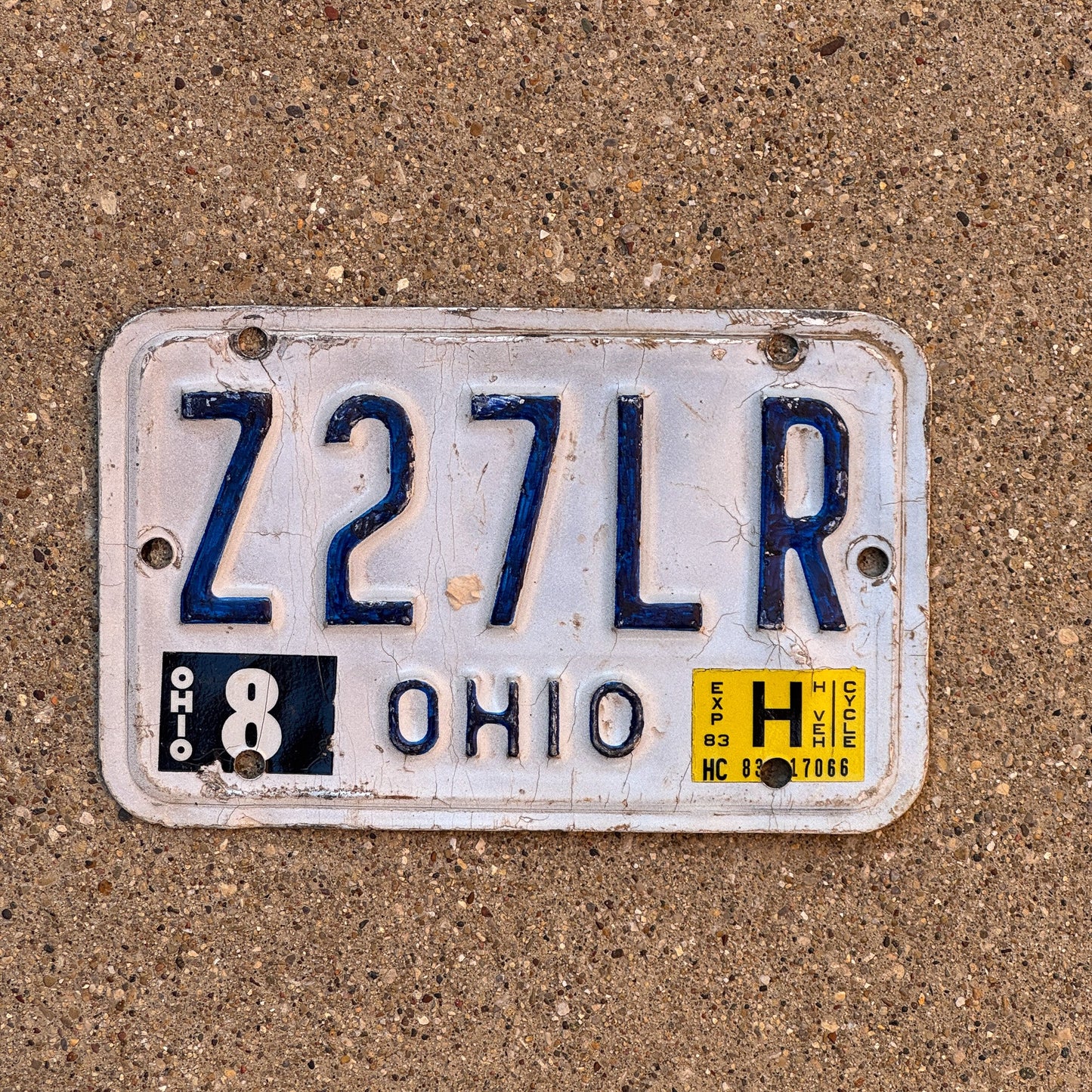 Photo of a 1980 1983 Ohio Motorcycle License Plate Auto Tag Garage Decor Vintage Z27LR