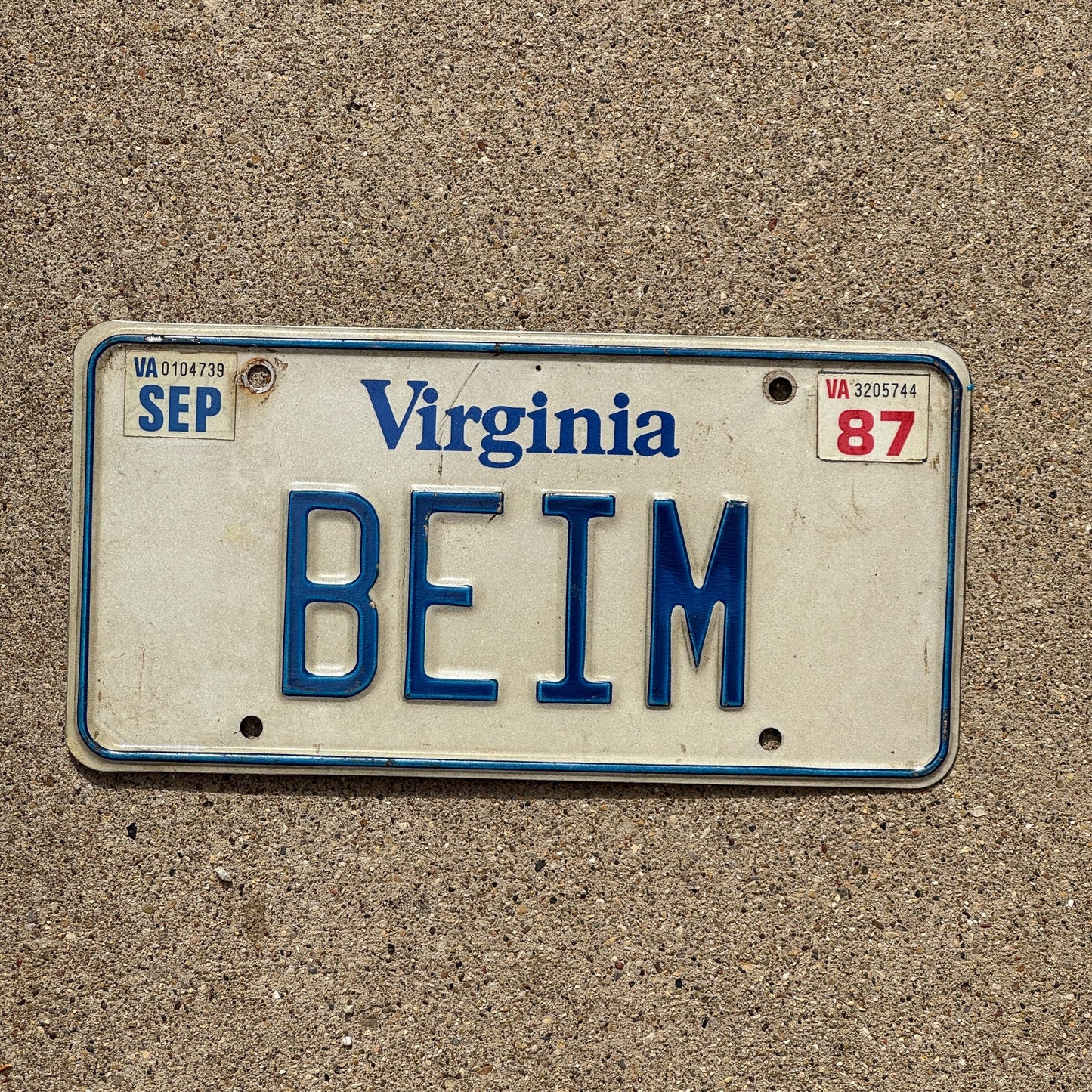 Photo of a 1980 1987 Virginia Vanity License Plate Auto Tag 1 Garage Decor BEIM