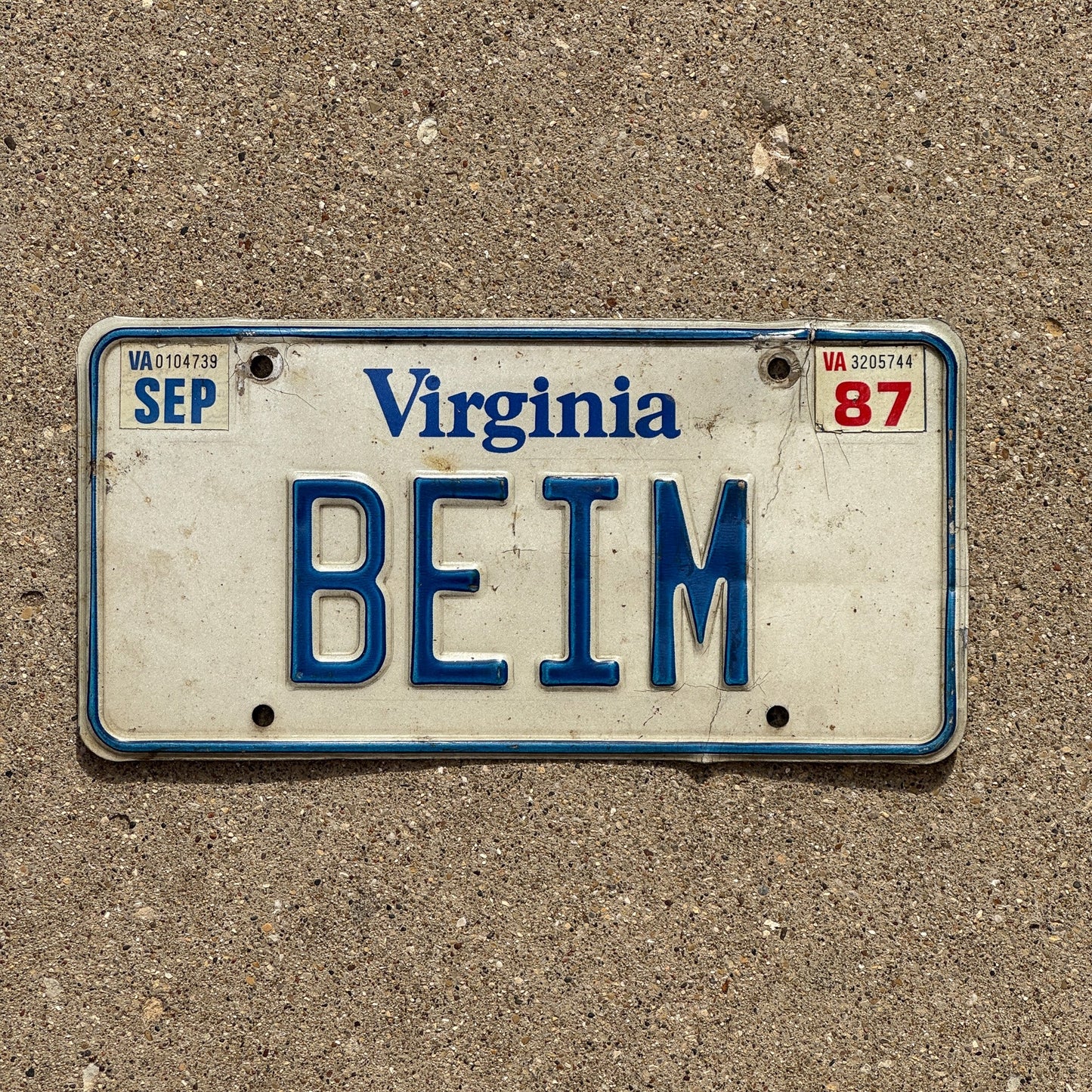 Photo of a 1980 1987 Virginia Vanity License Plate Auto Tag 2 Garage Decor BEIM
