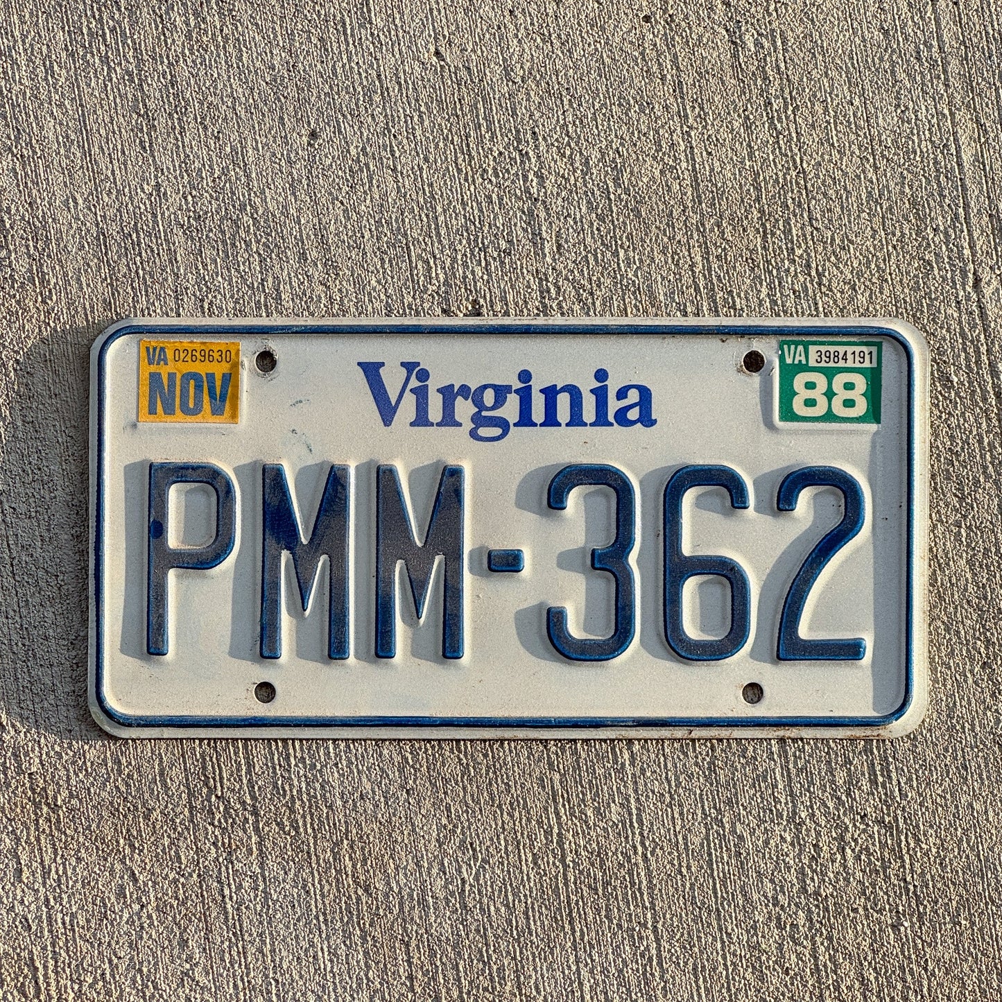 Photo of a 1980 1988 Virginia License Plate Auto Tag Garage Decor Vintage PMM 362