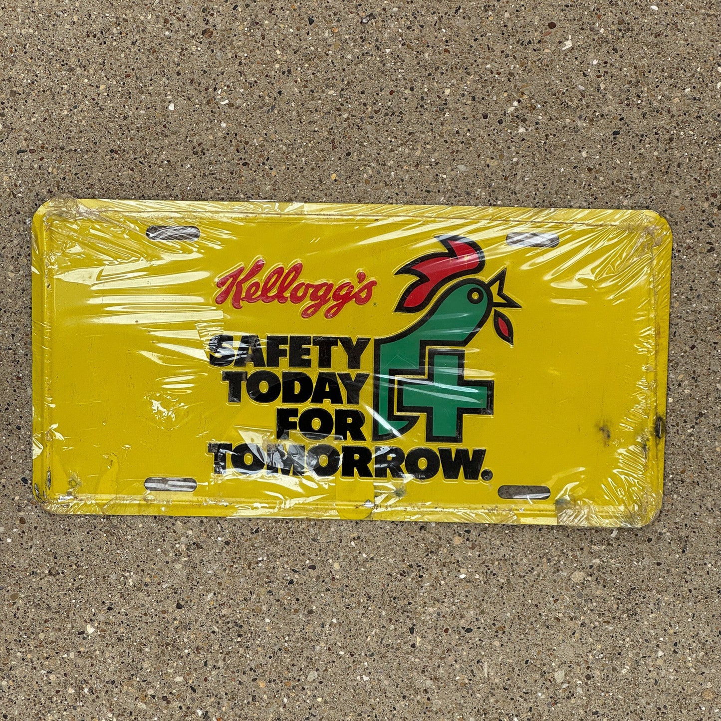Photo of a 1980 Era Auto Tag Garage Decor Vintage Kellog's Cereal Safety Today For Tomorrow
