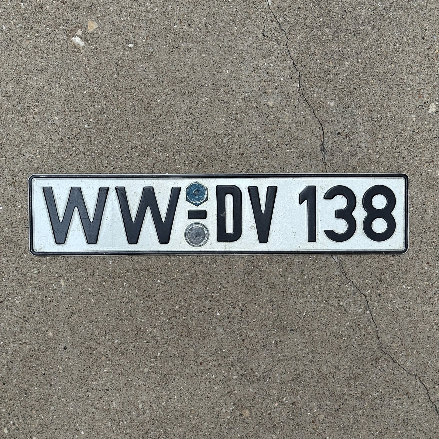 Photo of a 1980 Era Germany License Plate Auto Tag Garage Decor Vintage WWDV 138