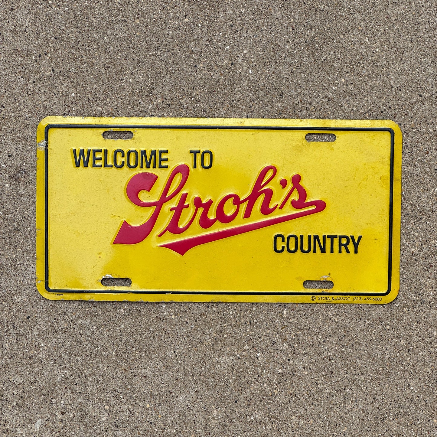 Photo of a 1980 Era Michigan Booster License Plate Auto Tag Garage Decor Vintage Welcome To Stroh's Country