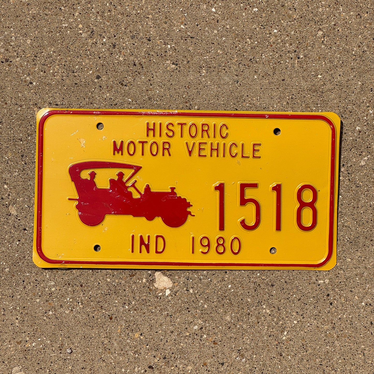 Photo of a 1980 Indiana Historic Vehicle License Plate Auto Tag Garage Decor Vintage Antique Car 1518