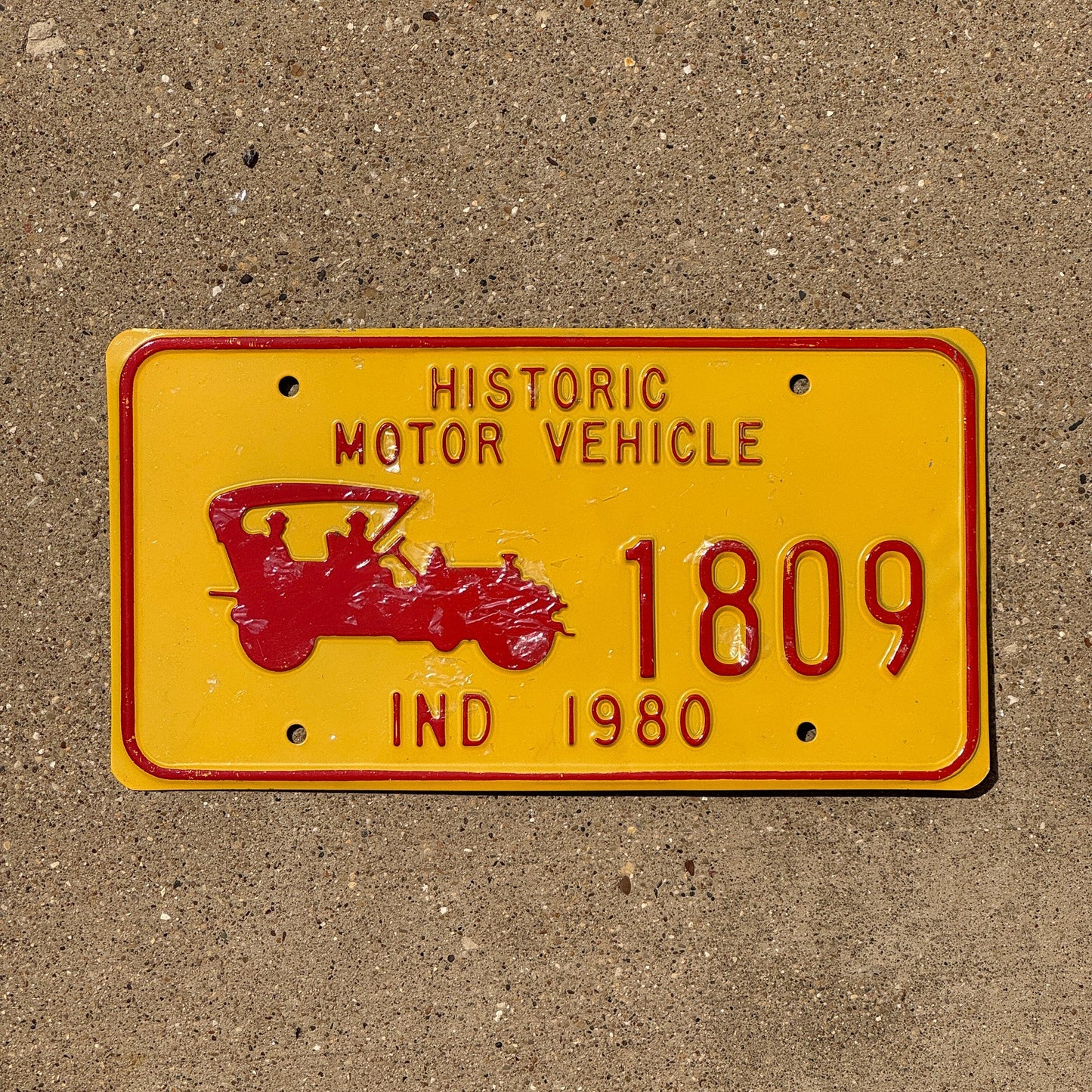 Photo of a 1980 Indiana Historic Vehicle License Plate Auto Tag Garage Decor Vintage Antique Car 1809