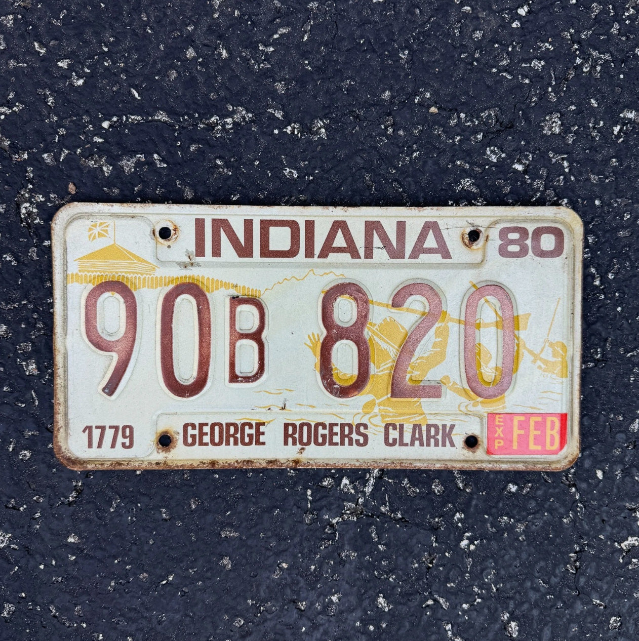 Photo of a 1980 Indiana License Plate Auto Tag Garage Decor Vintage George Rogers Creek 90 B 820