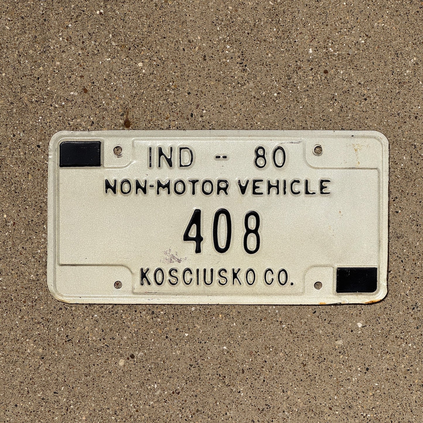 Photo of a 1980 Indiana Non-Motor Vehicle License Plate Auto Tag Garage Decor Vintage Kosciusko County 408