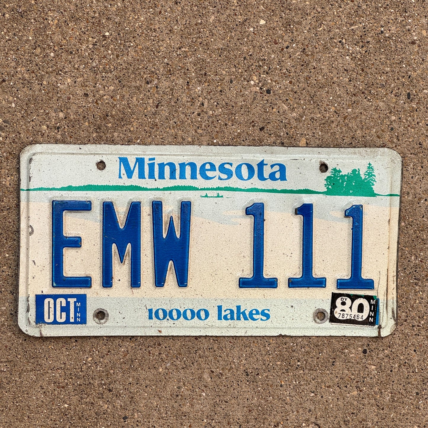 Photo of a 1980 Minnesota License Plate Auto Tag Garage Decor Vintage Repeat Repeating EMW 111