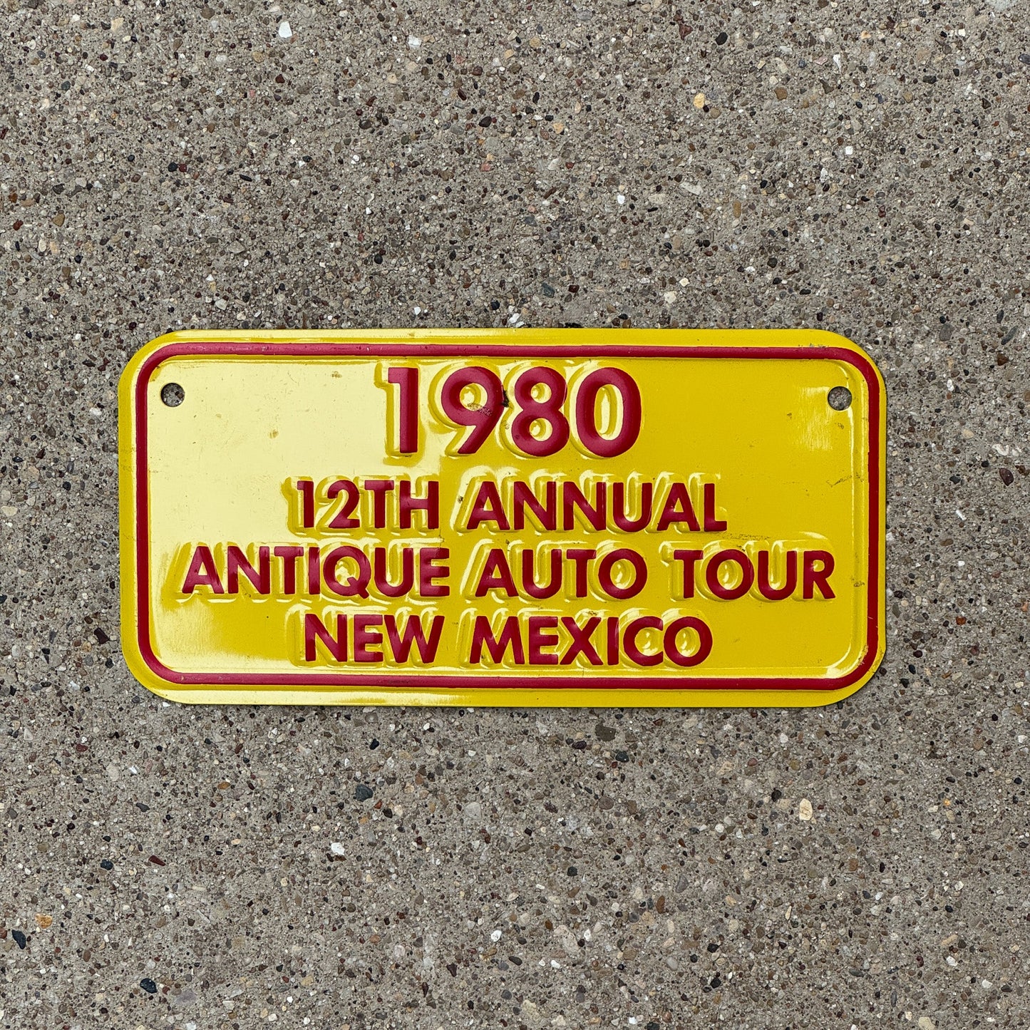 Photo of a 1980 New Mexico Booster License Plate Auto Tag Garage Decor Vintage Motorcycle Size 12th Annual Antique Auto Tour
