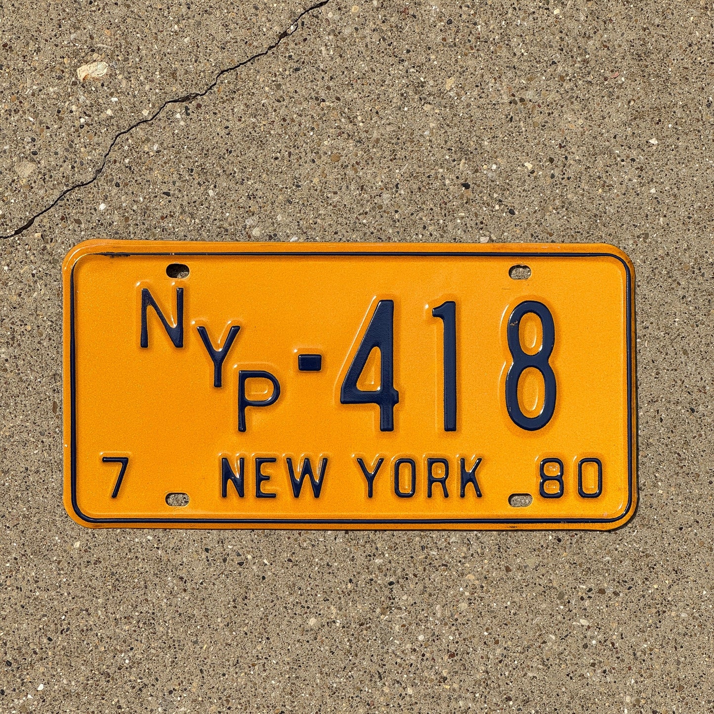 Photo of a 1980 New York Press License Plate Auto Tag Garage Decor Vintage NYP 418