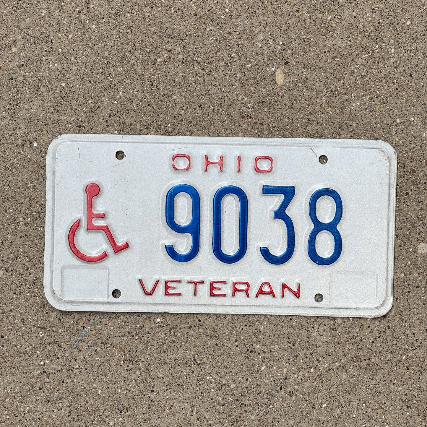 Photo of a 1980 Ohio Disabled Veteran License Plate Auto Tag Garage Decor Vintage 9038