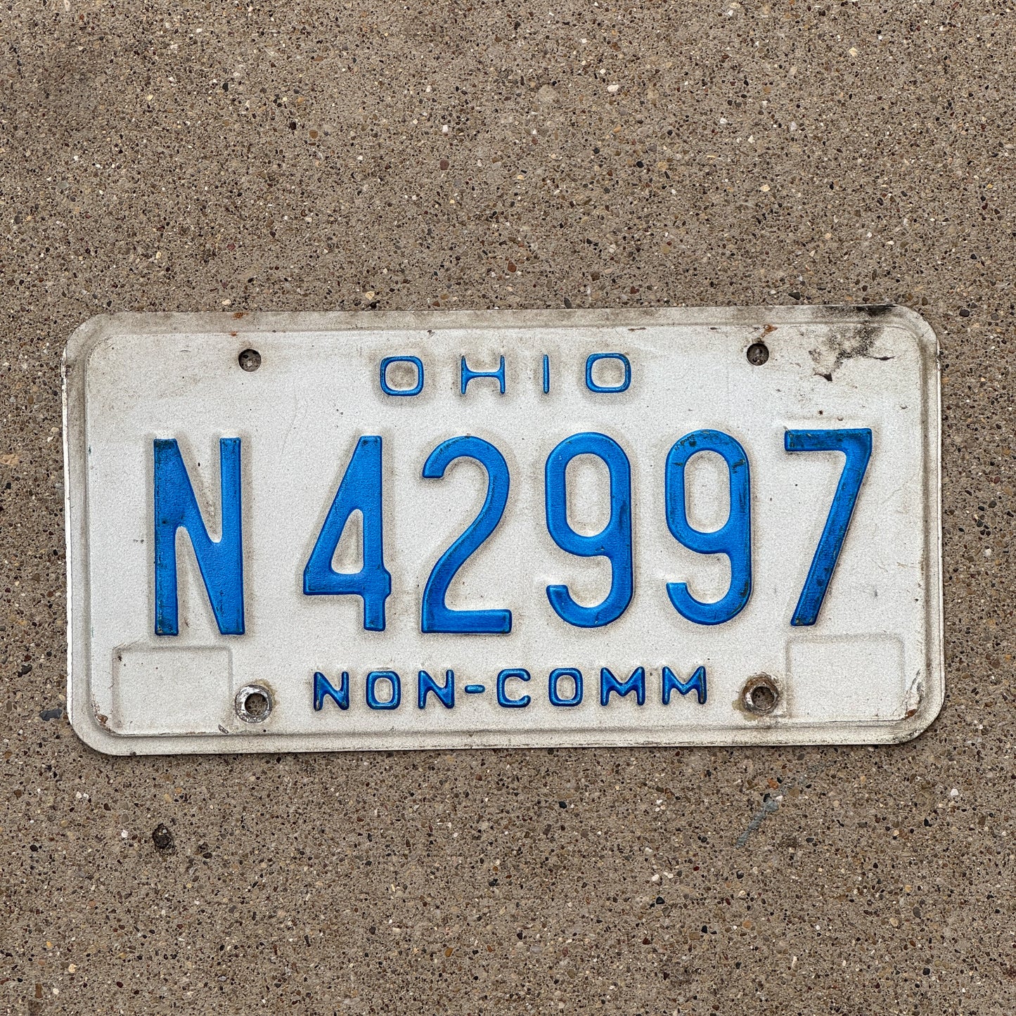 Photo of a 1980 Ohio Truck License Plate Auto Tag 1 Vintage Garage Non Commercial N 42997 with original patina