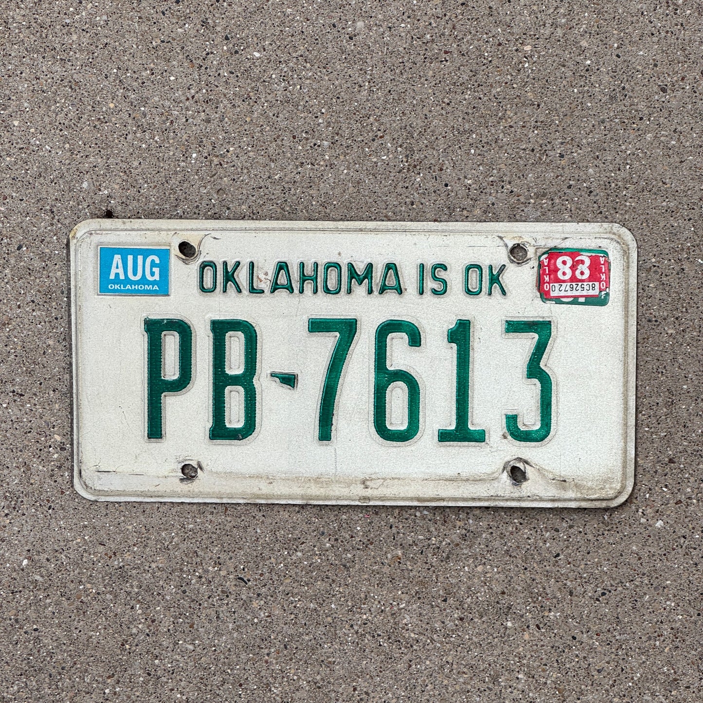 Photo of a 1980 Oklahoma License Plate Auto Tag Garage Decor Vintage PB 7613