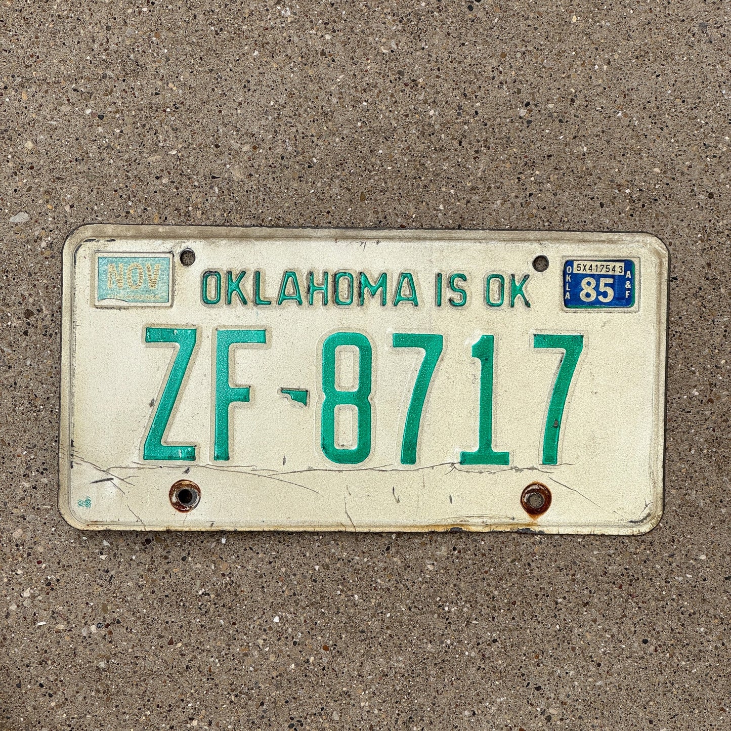 Photo of a 1980 Oklahoma License Plate Auto Tag Garage Decor Vintage ZF 8717