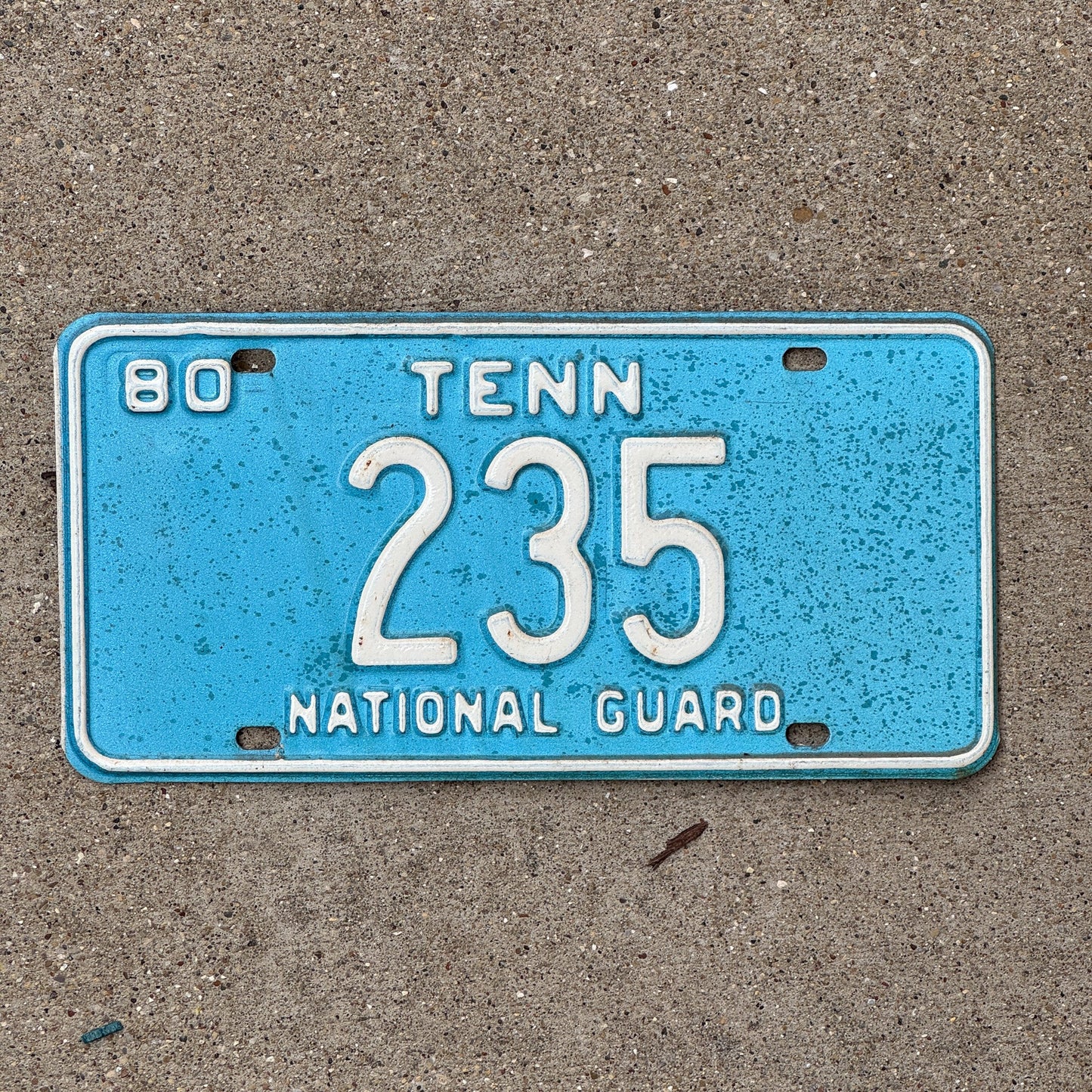 Photo of a 1980 Tennessee National Guard License Plate Auto Tag Garage Decor Vintage Blue 235