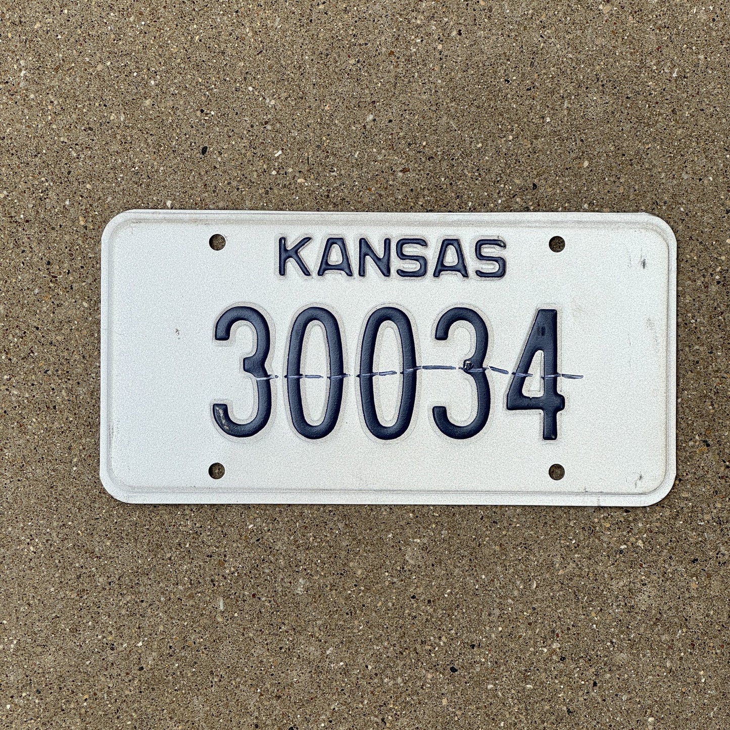 Photo of a 1980s 1990s Kansas Error / Prototype License Plate Auto Tag Garage Decor Vintage Misprint 30034