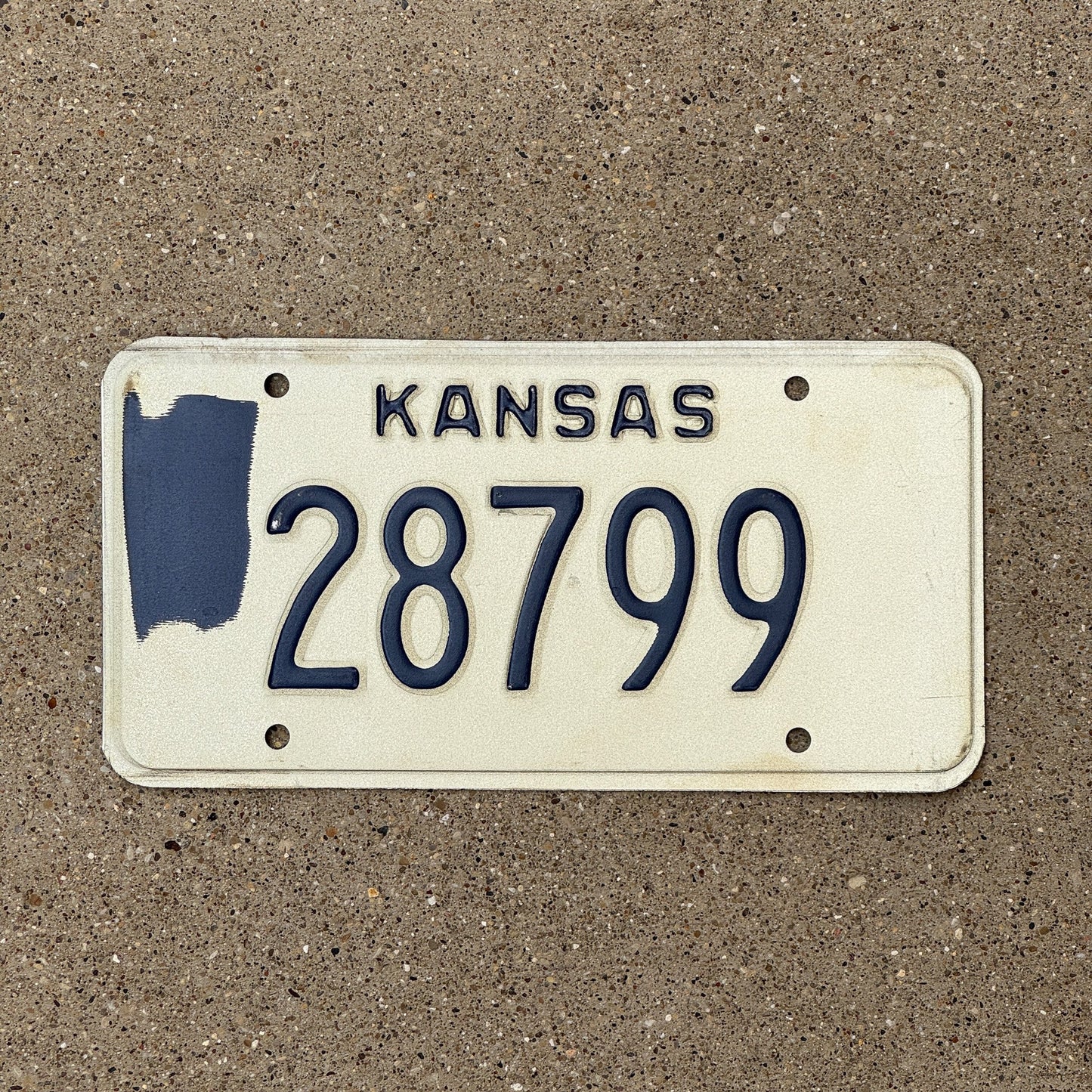 Photo of a 1980s 1990s Kansas Error / Test License Plate Auto Tag Garage Decor Vintage Misprint 28799