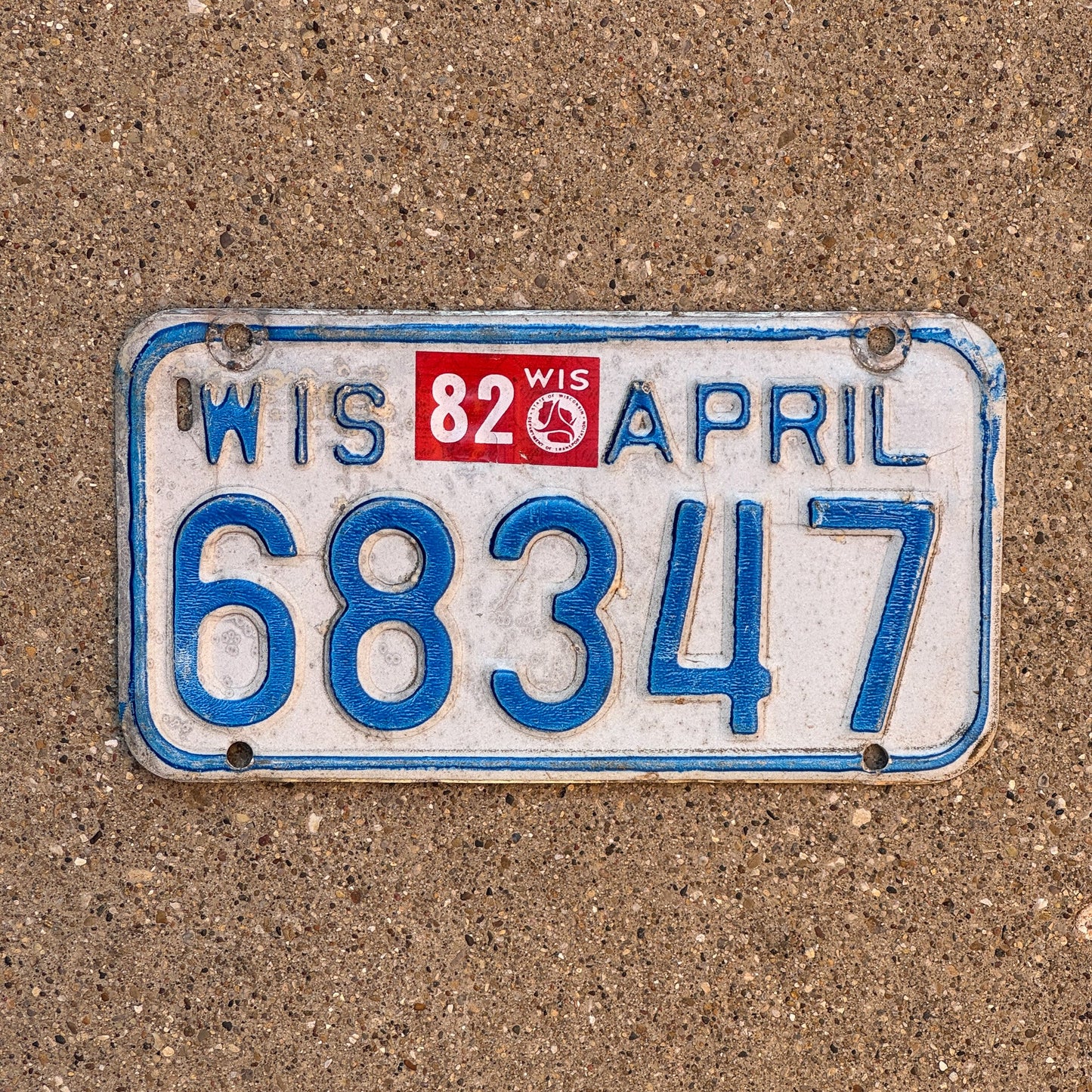 Photo of a 1981 1982 Wisconsin Motorcycle License Plate Auto Tag Garage Decor Vintage 68347