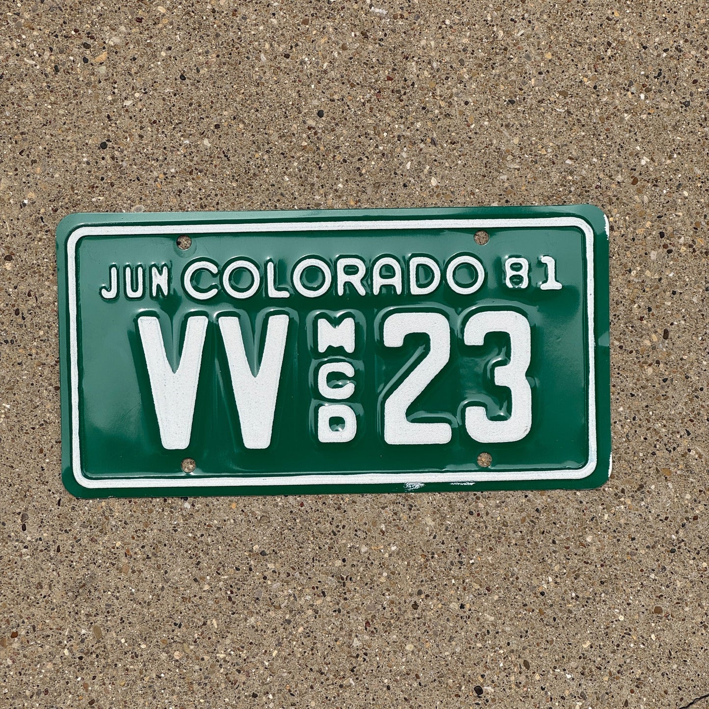 Photo of a 1981 Colorado Motorcycle Dealer License Plate Auto Tag Garage Decor Vintage VV 23