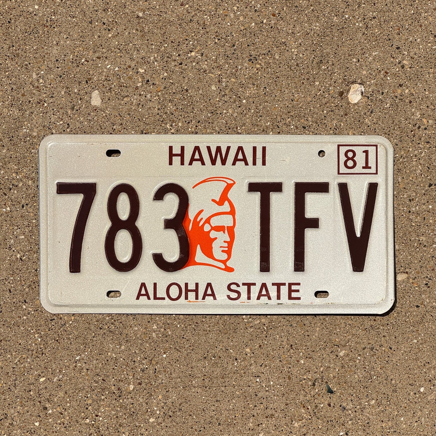 Photo of a 1981 Hawaii License Plate Auto Tag Garage Decor Vintage Kamehameha 783 TFV
