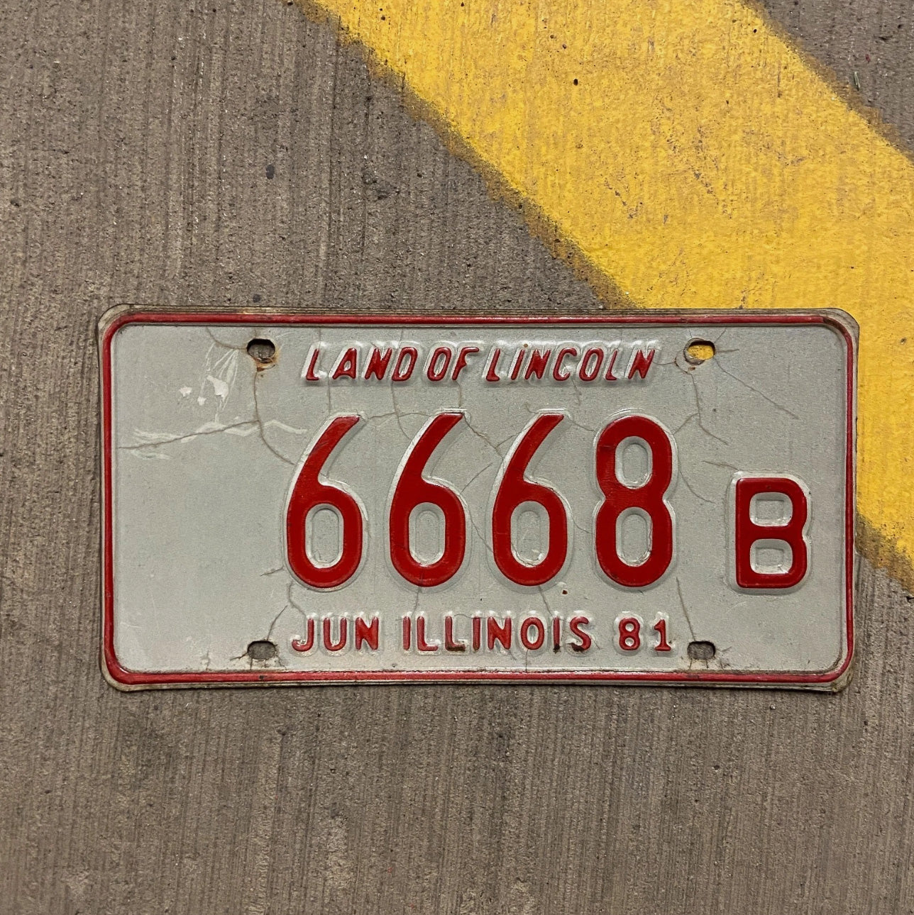 Photo of a 1981 Illinois Truck License Plate Auto Tag Garage Decor Vintage Devil Evil 666 Repeat 6668
