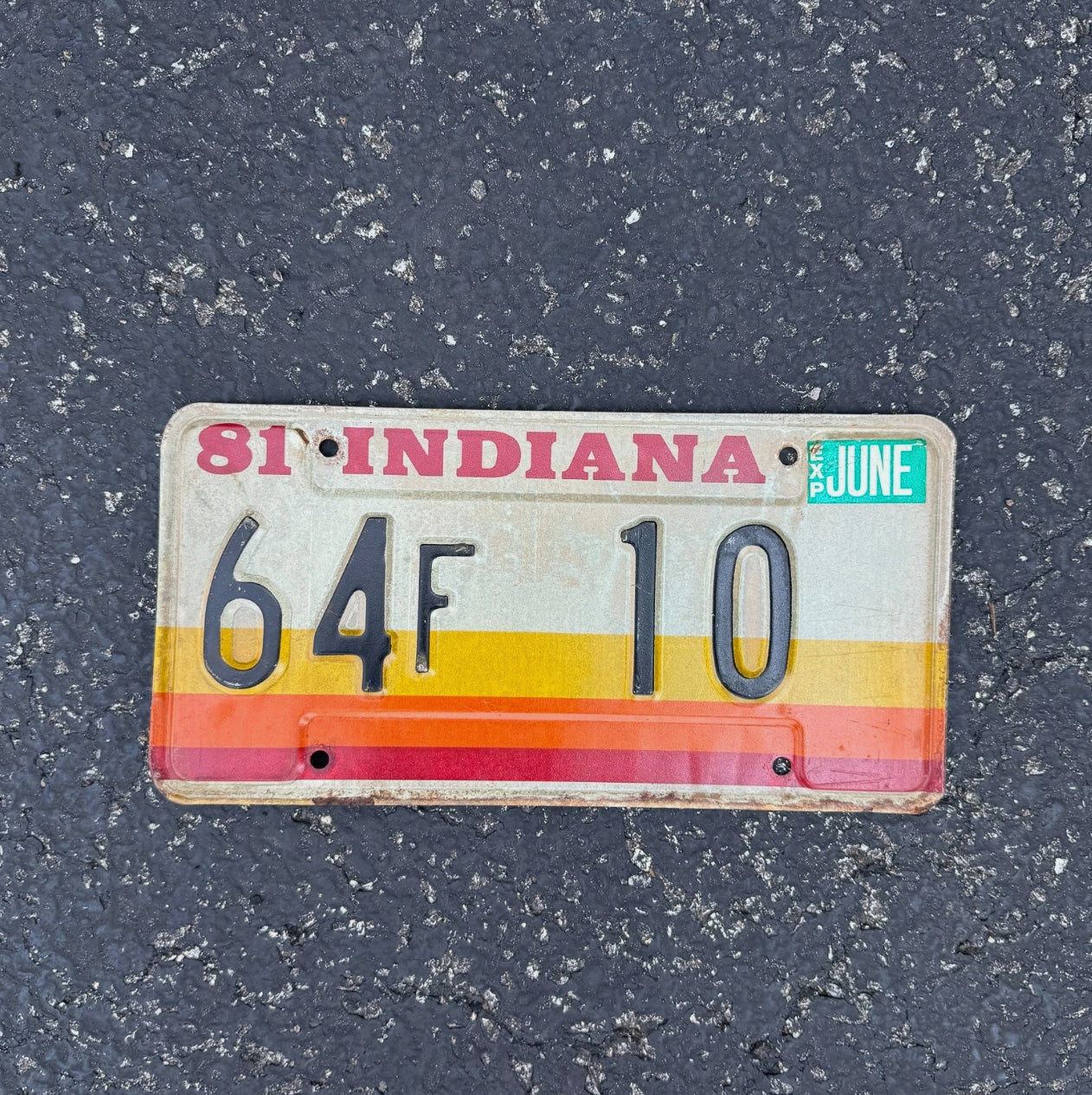 Photo of a 1981 Indiana License Plate Auto Tag Garage Decor Vintage Retro 64 F 10