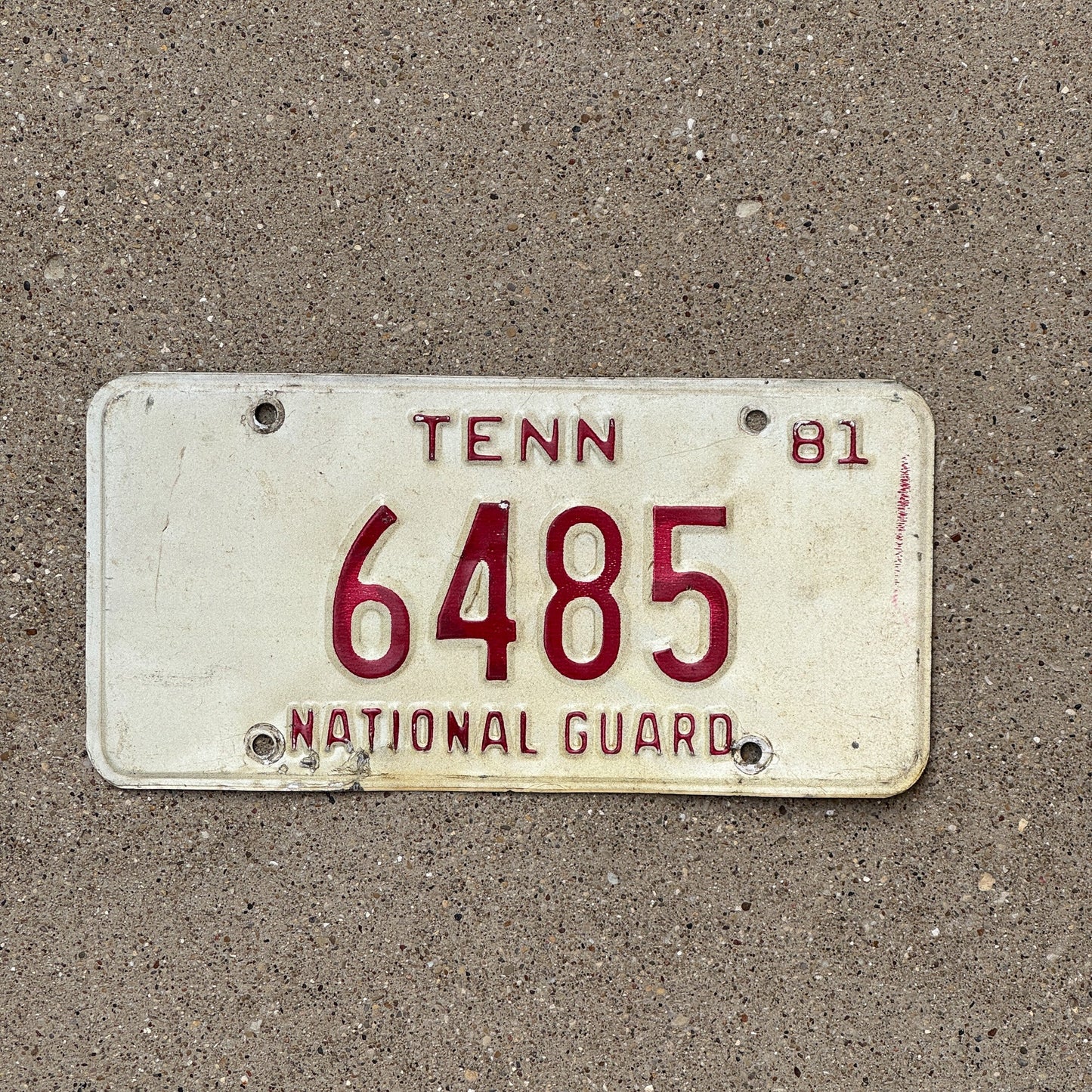 Photo of a 1981 Tennessee National Guard License Plate Auto Tag Garage Decor Vintage 6485