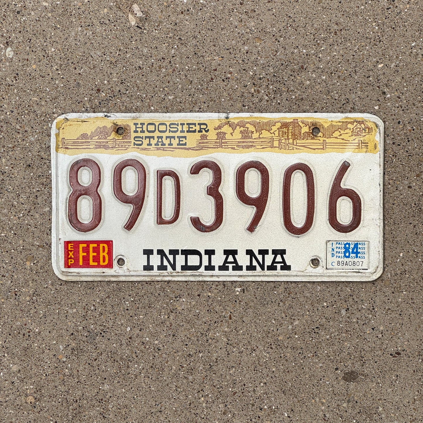 Photo of a 1982 1984 Indiana License Plate Auto Tag Garage Decor Vintage 89 D 3906