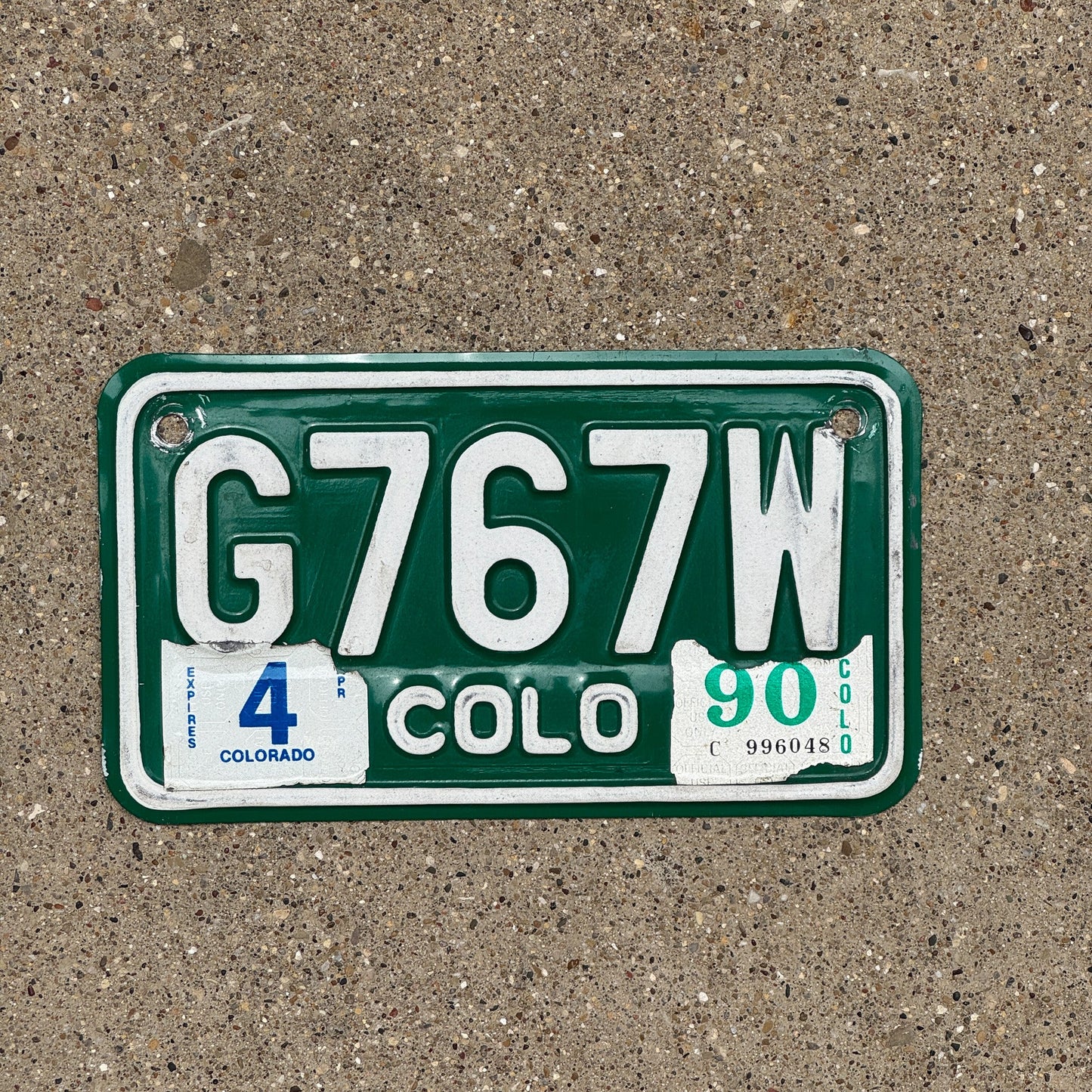 Photo of a 1982 1990 Colorado Motorcycle License Plate Auto Tag Garage Decor Vintage G 767 W