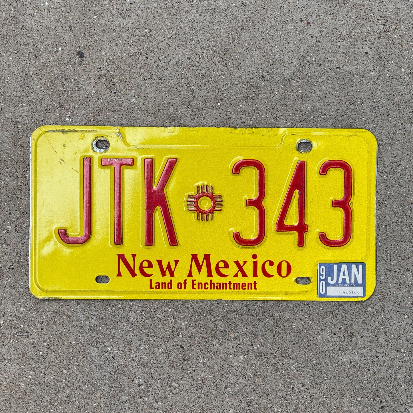 Photo of a 1982 1990 New Mexico License Plate Auto Tag Garage Decor Vintage JTK 343