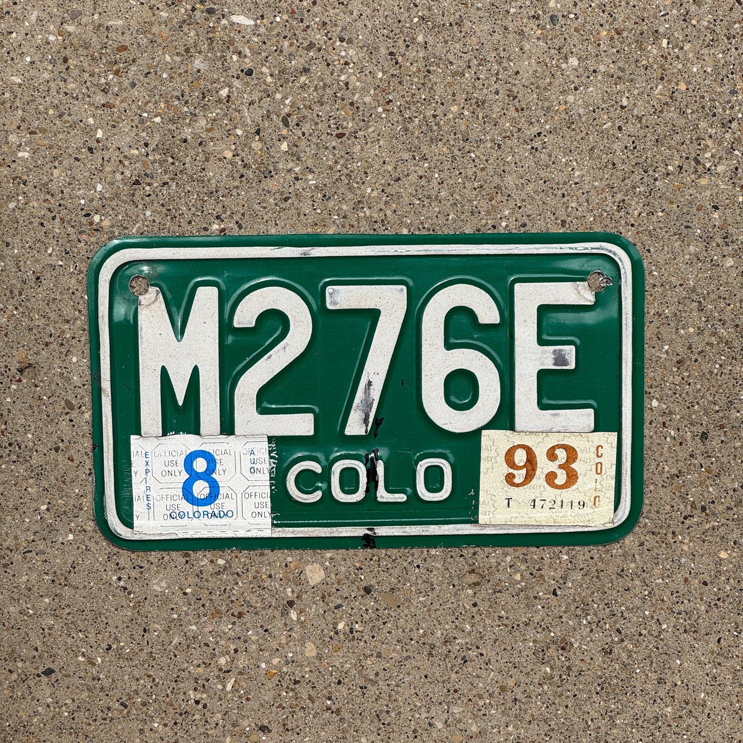 Photo of a 1982 1993 Colorado Motorcycle License Plate Auto Tag Garage Decor Vintage M 276 E