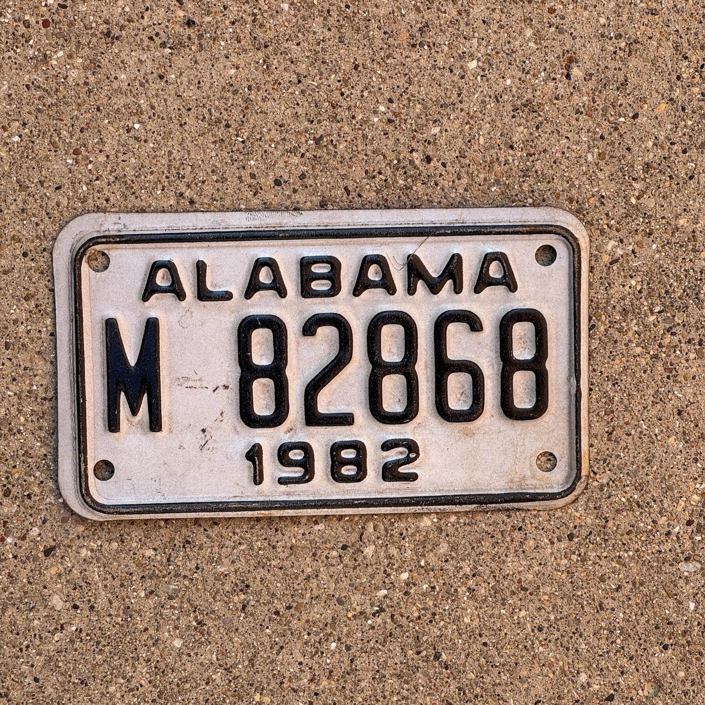 Photo of a 1982 Alabama Motorcycle License Plate Auto Tag Garage Decor Vintage M 82868