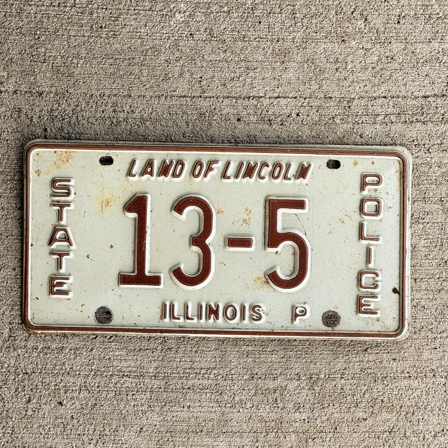 Photo of a 1982 Illinois State Police License Plate Auto Tag Garage Decor Vintage Tag 1 Patrol Cop Trooper 13-5