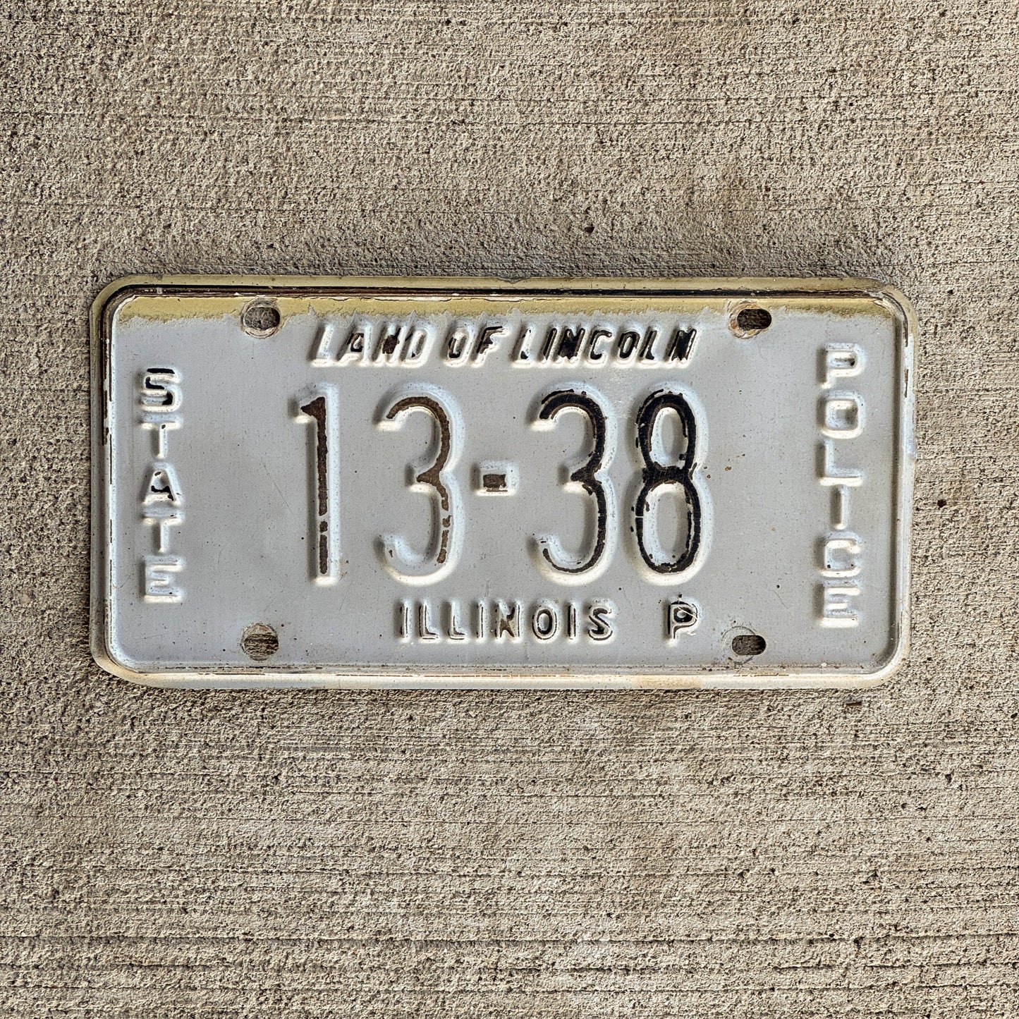 Photo of a 1982 Illinois State Police License Plate Auto Tag Garage Decor Vintage Tag 2 Patrol Cop Trooper 13-38