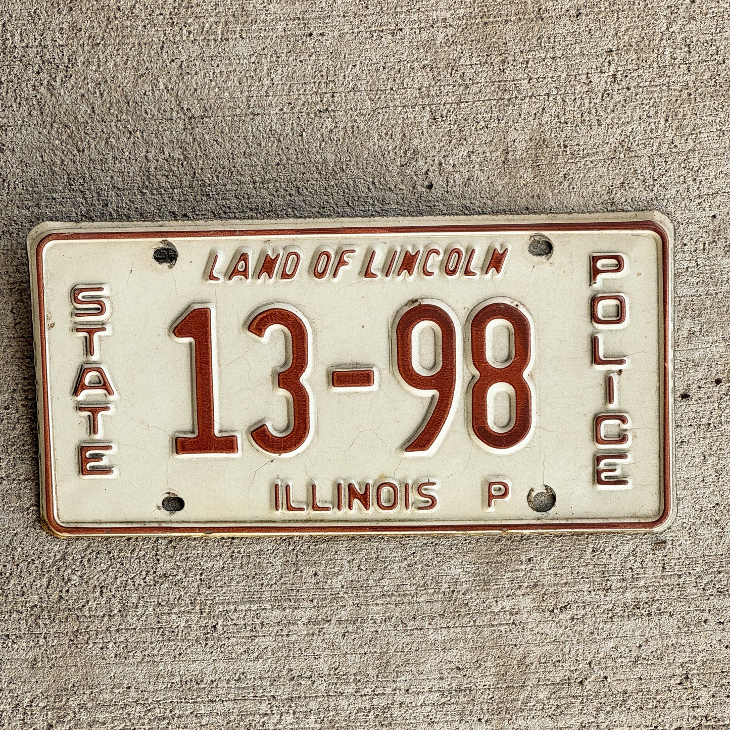 Photo of a 1982 Illinois State Police License Plate Auto Tag Garage Decor Vintage Tag 2 Patrol Cop Trooper 13-98