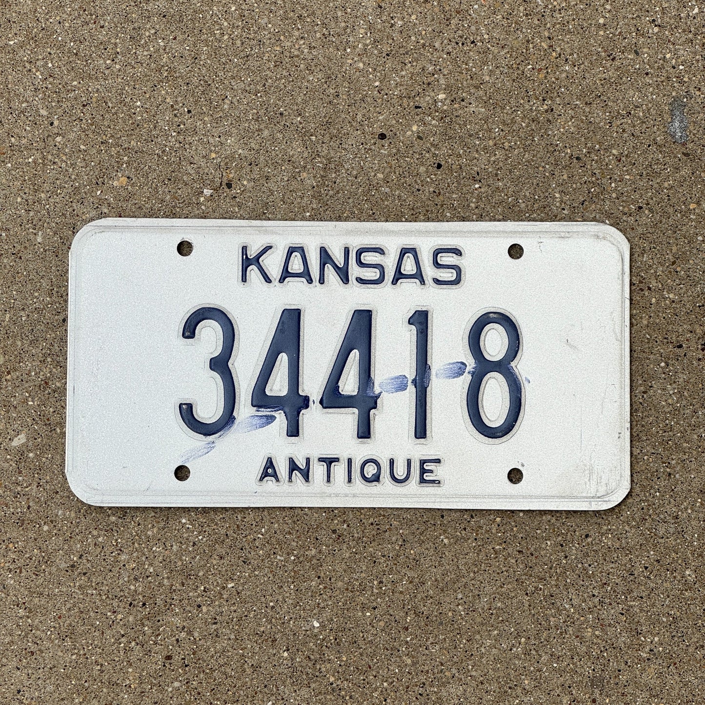 Photo of a 1982 Kansas Antique Vehicle Error License Plate Auto Tag Garage Decor Vintage Misprint 34418