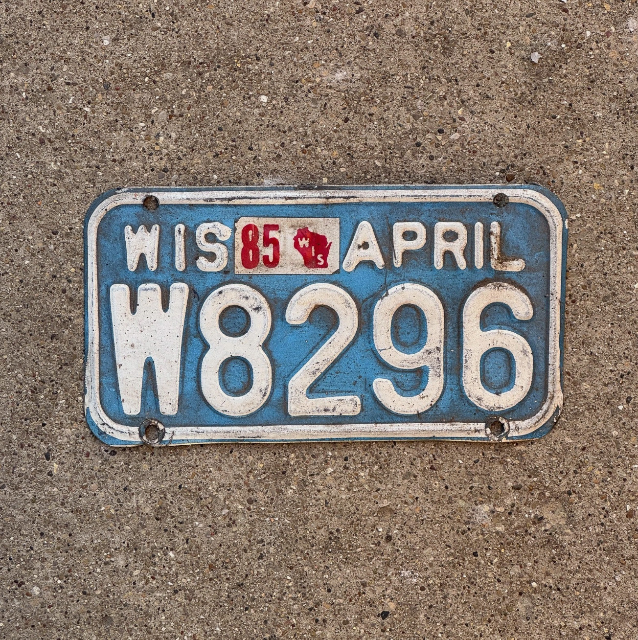 Photo of a 1983 1985 Wisconsin Motorcycle License Plate Auto Tag Garage Decor W 8296