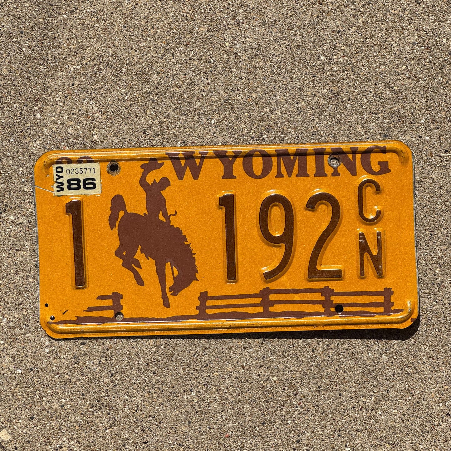 Photo of a 1983 1986 Wyoming License Plate Auto Tag Garage Decor Vintage Natrona County 1 192 CN