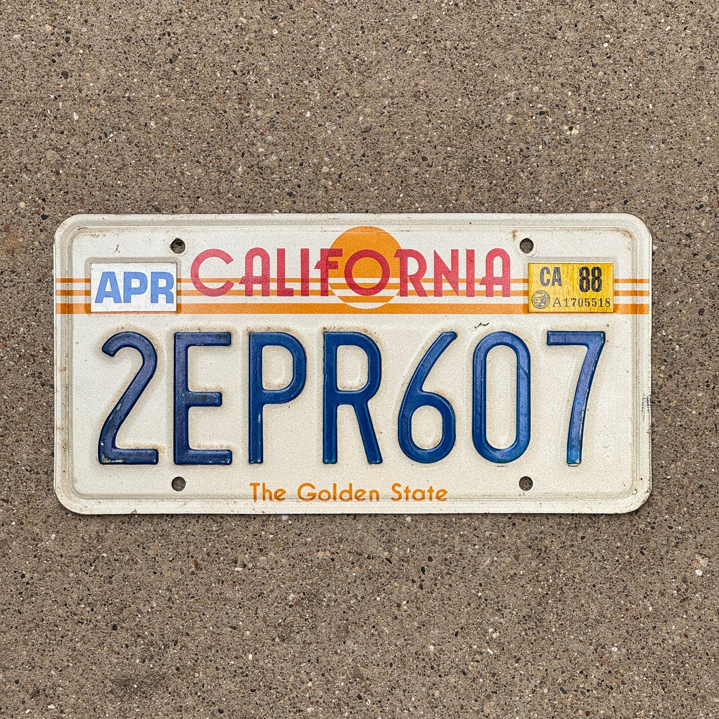 Photo of a 1983 1988 California License Plate Auto Tag Garage Decor Vintage 2 EPR 607
