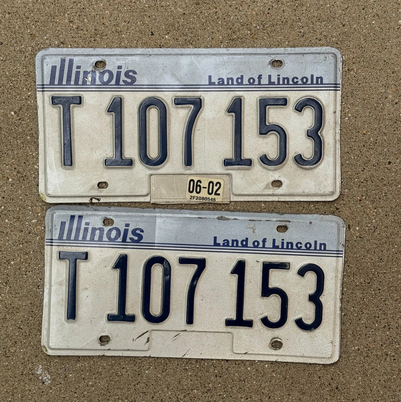 Photo of a 1983 2002 Illinois License Plate Pair Auto Tag Garage Decor Vintage T 107 153